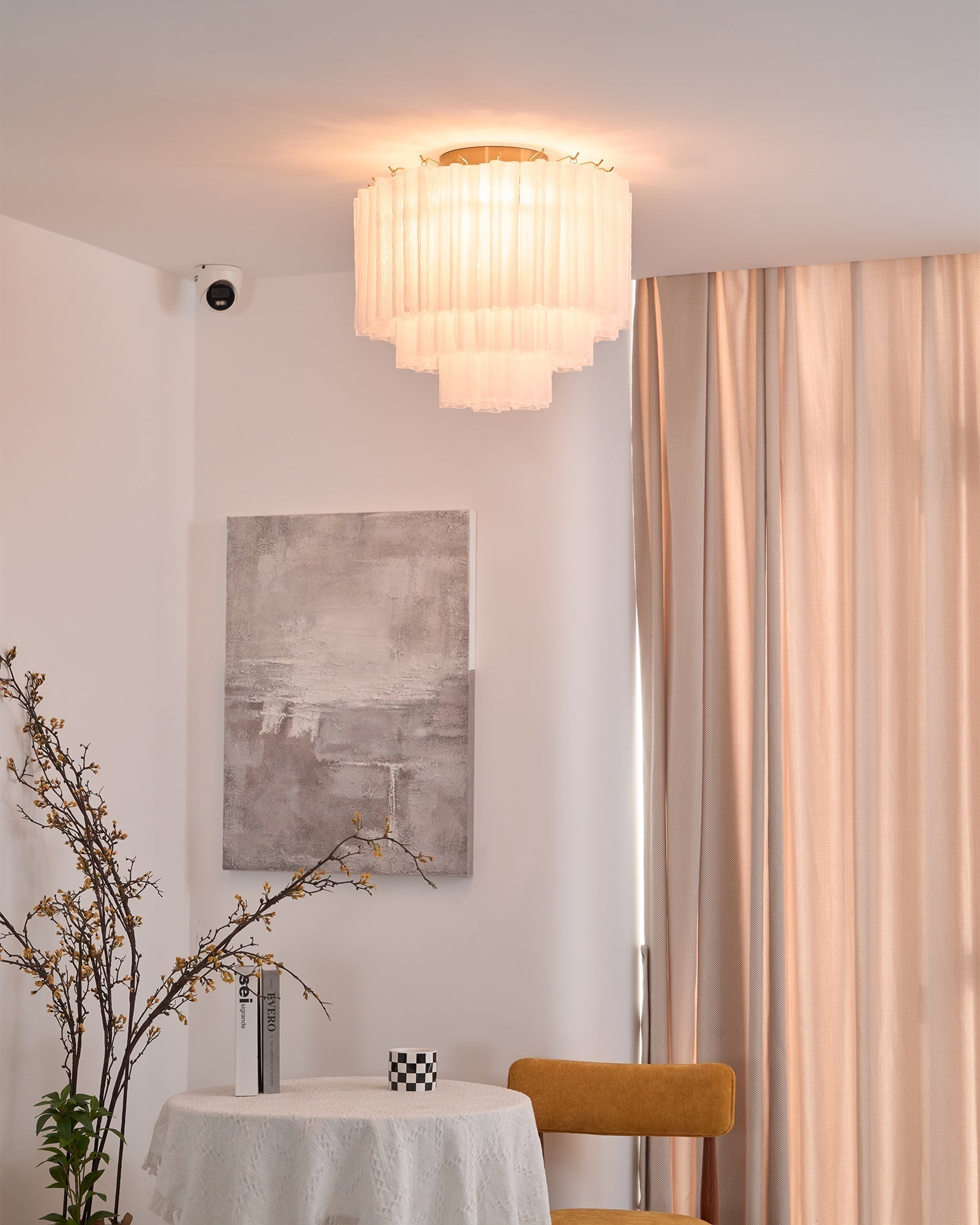 Aurora Ceiling Lamp White Murano Glass Layered Elegant Modern