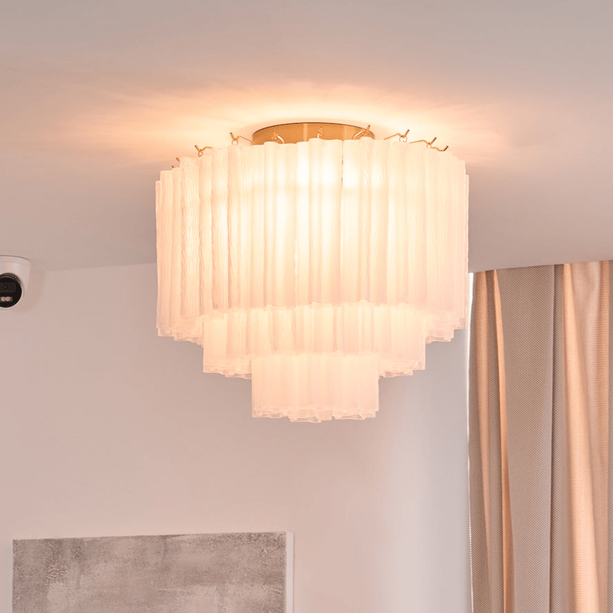 Aurora Ceiling Lamp White Murano Glass Layered Elegant Modern