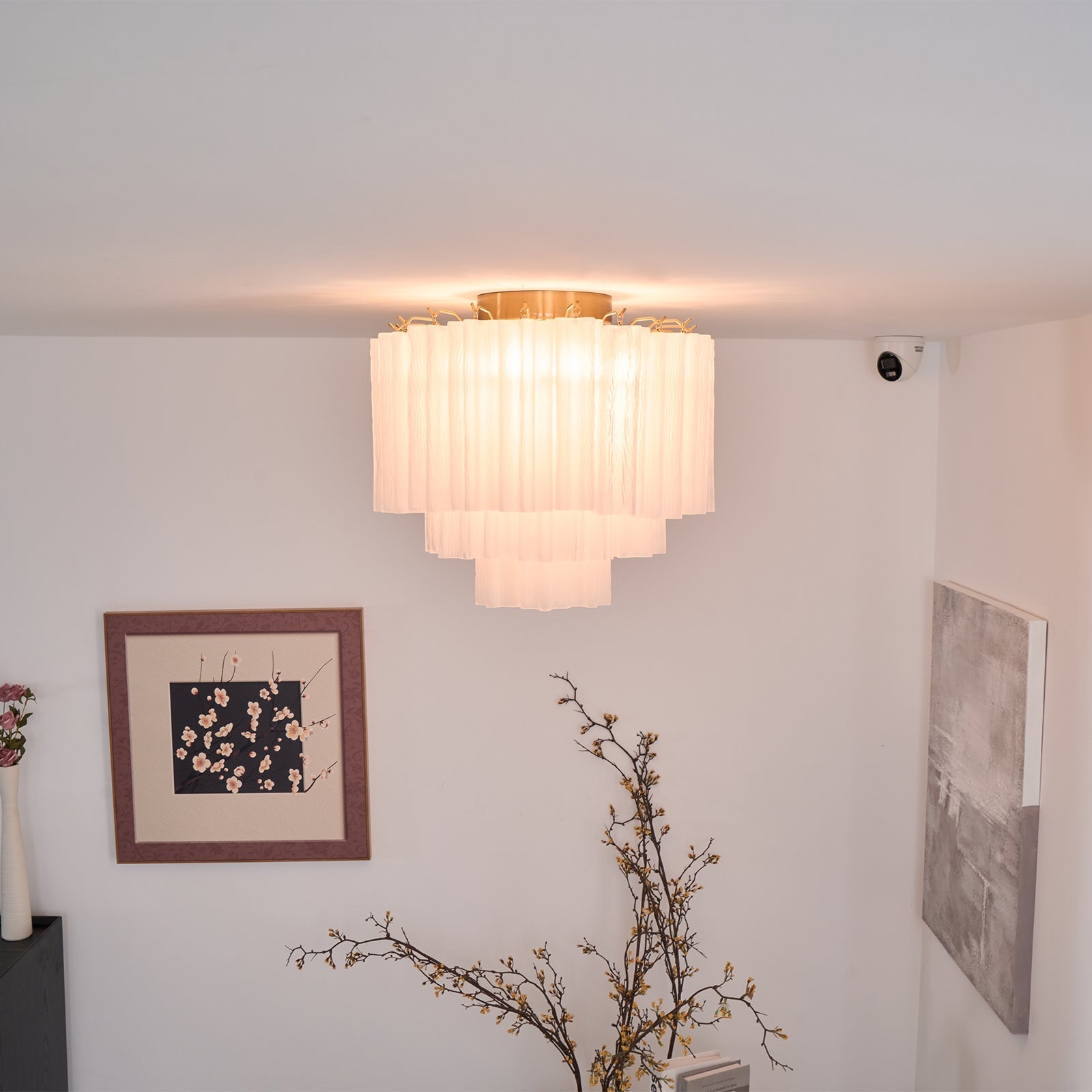 Aurora Ceiling Lamp White Murano Glass Layered Elegant Modern
