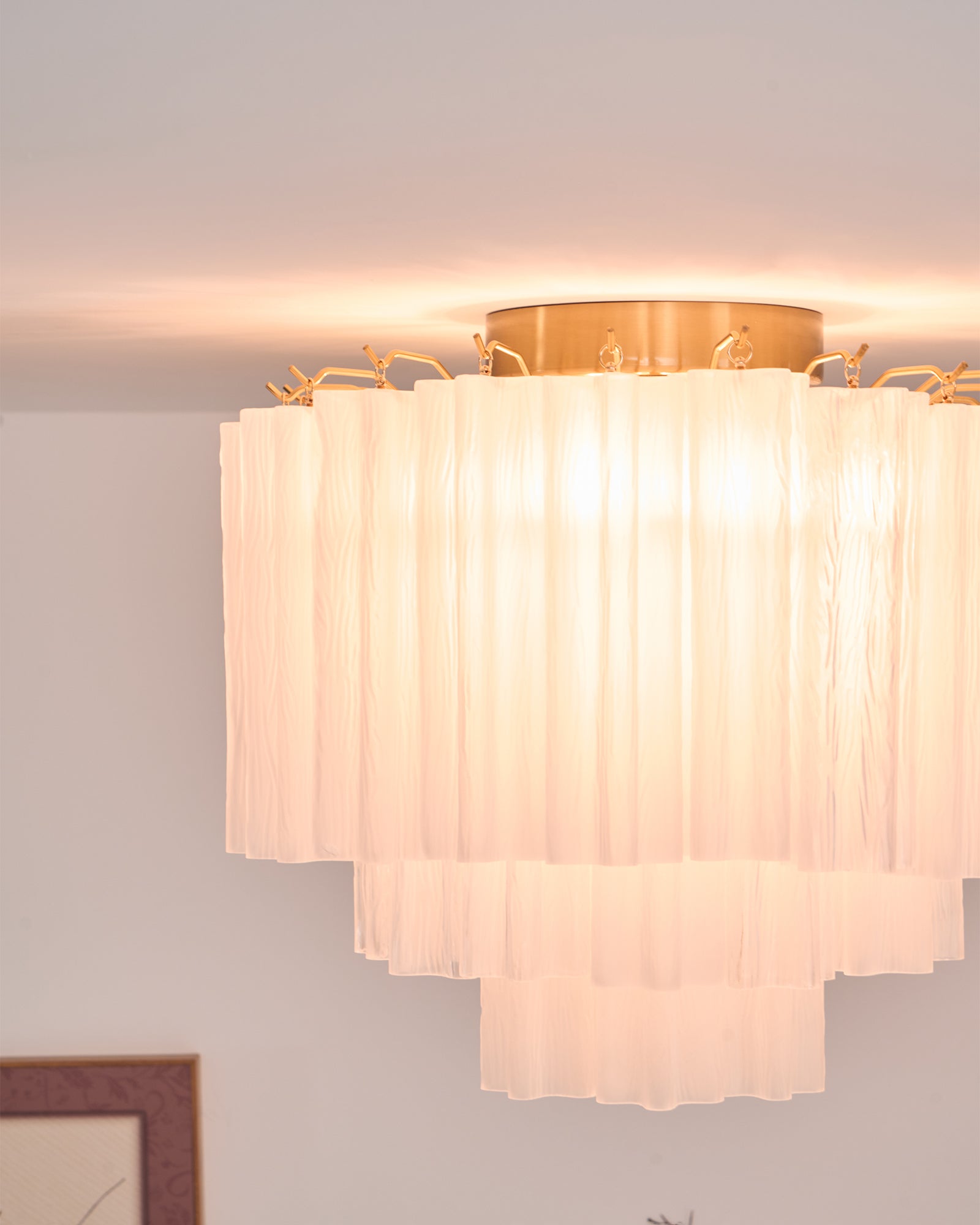 Aurora Ceiling Lamp White Murano Glass Layered Elegant Modern