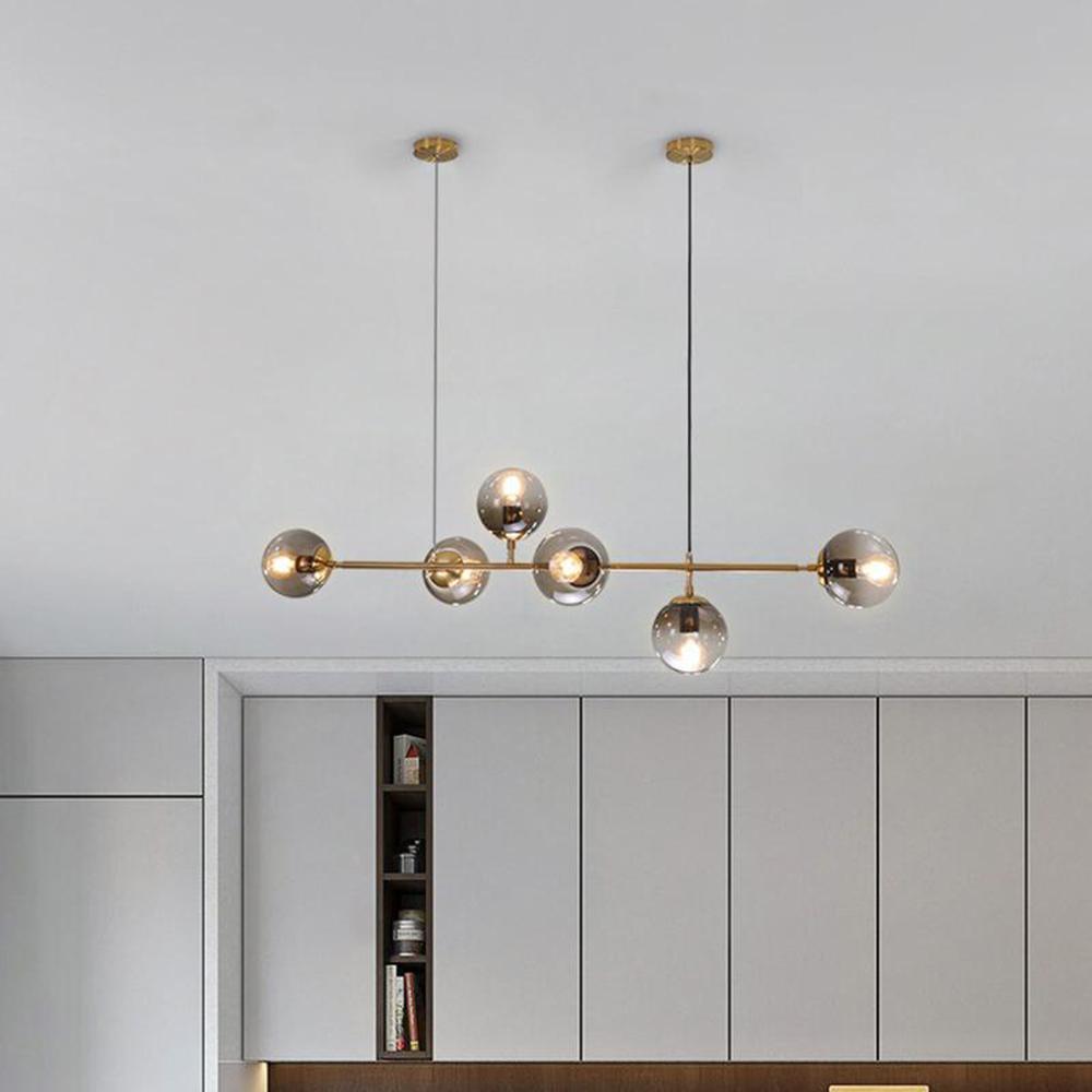 Valentina Industrial Long Linear Metal Hanging Bubble Multi Clear Glass Bulb Bedroom Pendant Light Brass/Black - Neutralighting