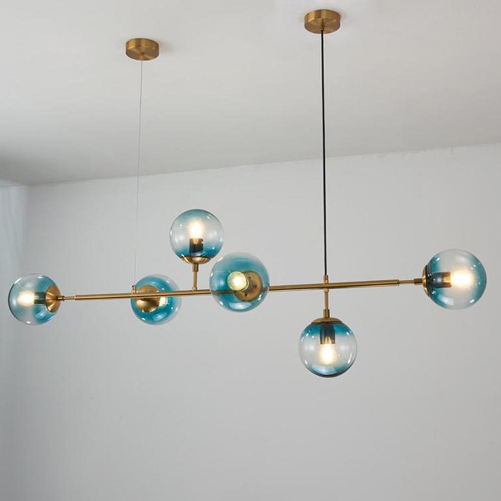 Valentina Industrial Long Linear Metal Hanging Bubble Multi Clear Glass Bulb Bedroom Pendant Light Brass/Black - Neutralighting