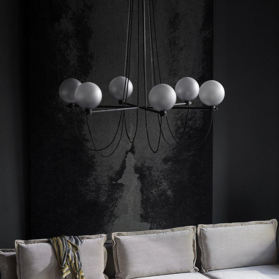 Valentina Nordic Modern Glass Ball Chandelier, Smoke Gray/Blue - Neutralighting