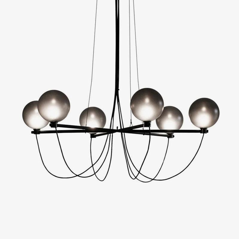 Valentina Nordic Modern Glass Ball Chandelier, Smoke Gray/Blue - Neutralighting
