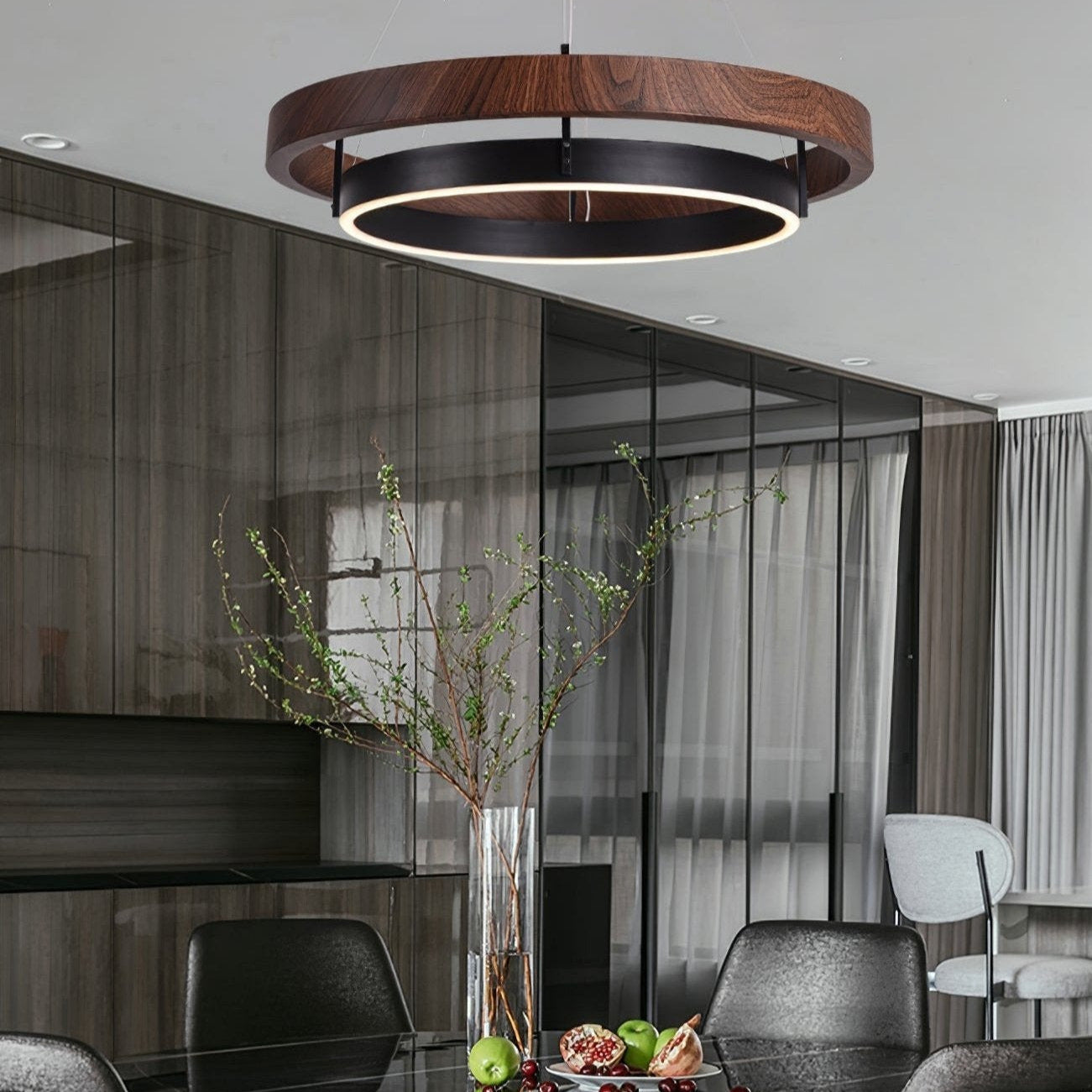 Acorn Ring Wood Chandelier - Neutralighting