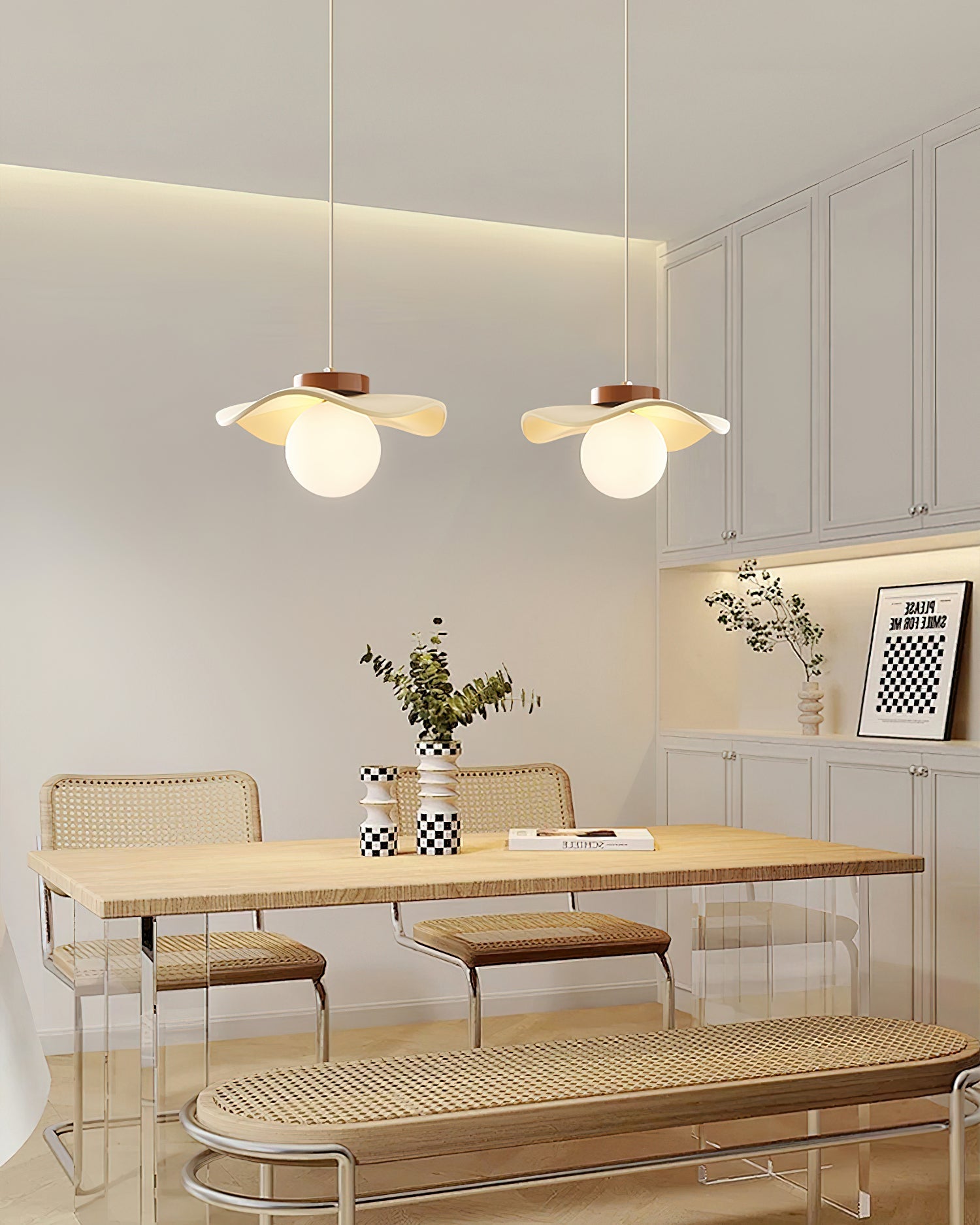 Pendant Lamp Glass and Metal Wavy Shade Sculptural Minimalist Accent - Neutralighting