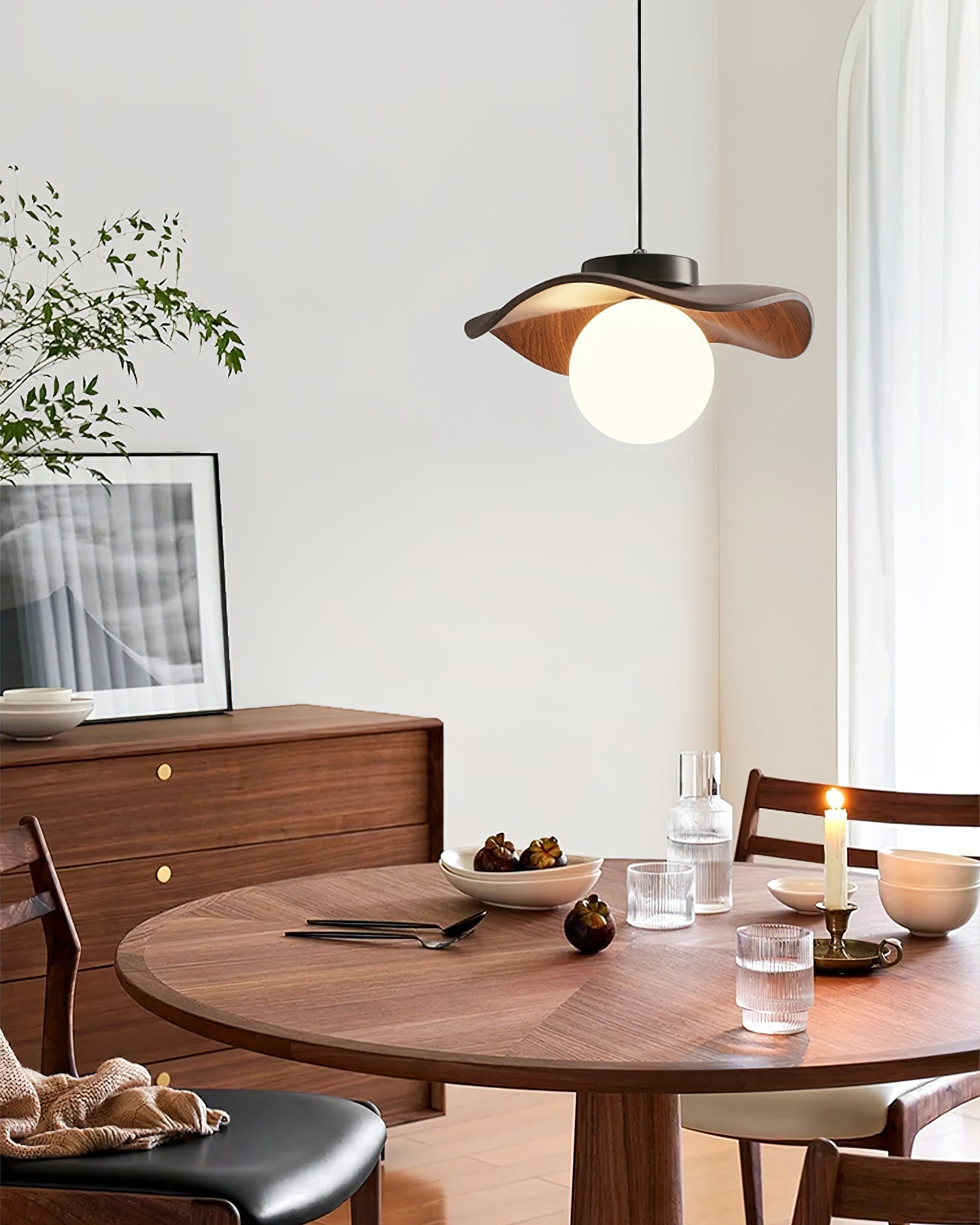 Pendant Lamp Glass and Metal Wavy Shade Sculptural Minimalist Accent - Neutralighting