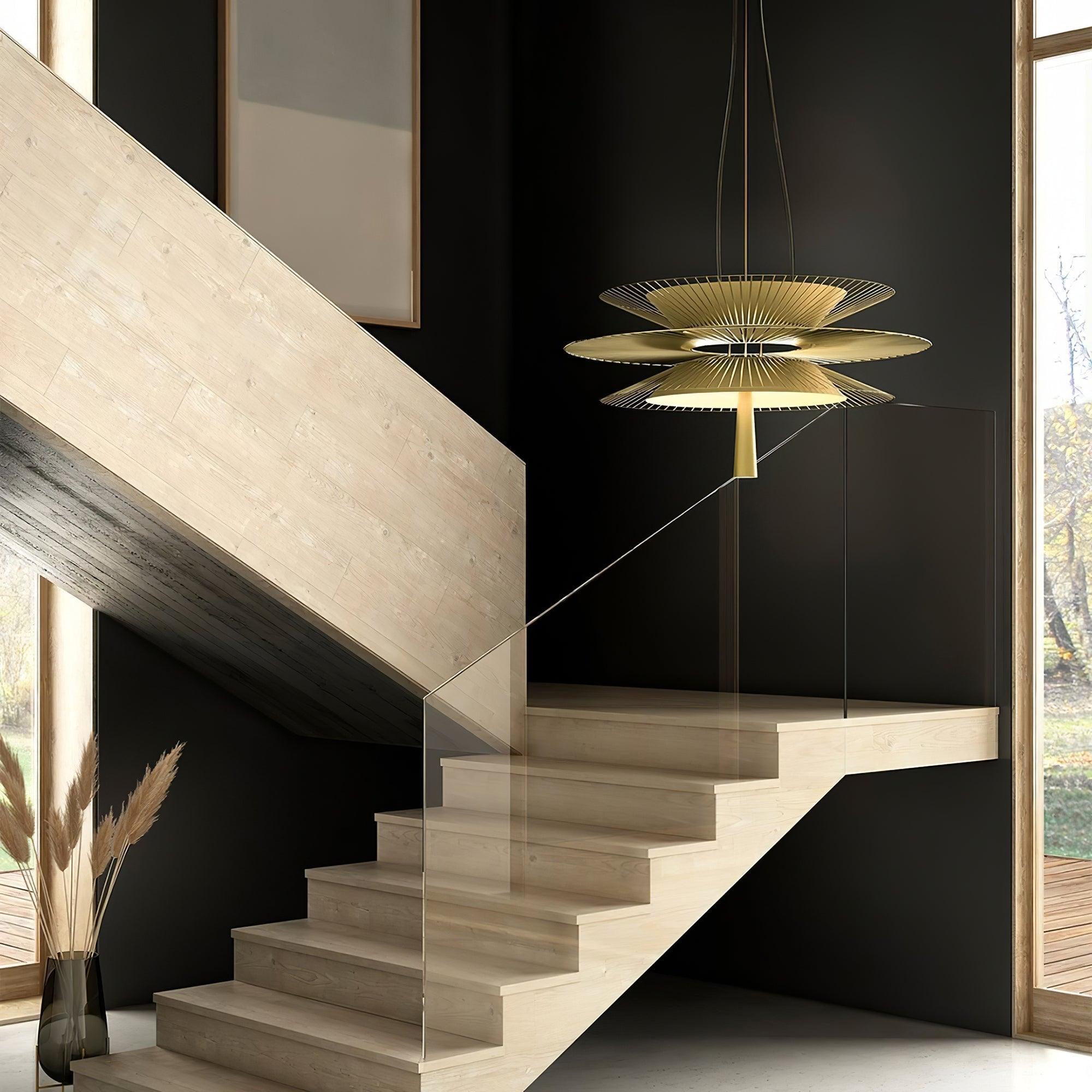 Chandelier Sculptural Layered Wire Frame Statement Bold Modern Centerpiece - Neutralighting
