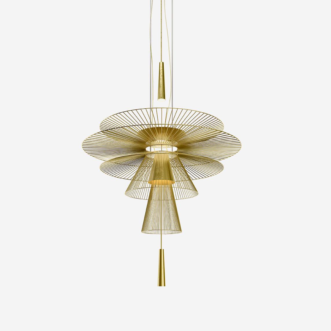 Chandelier Sculptural Layered Wire Frame Statement Bold Modern Centerpiece - Neutralighting