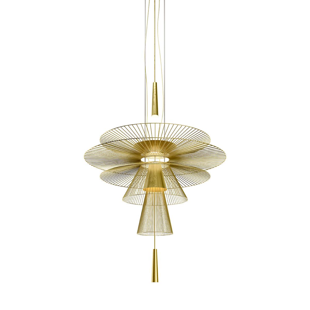 Chandelier Sculptural Layered Wire Frame Statement Bold Modern Centerpiece - Neutralighting