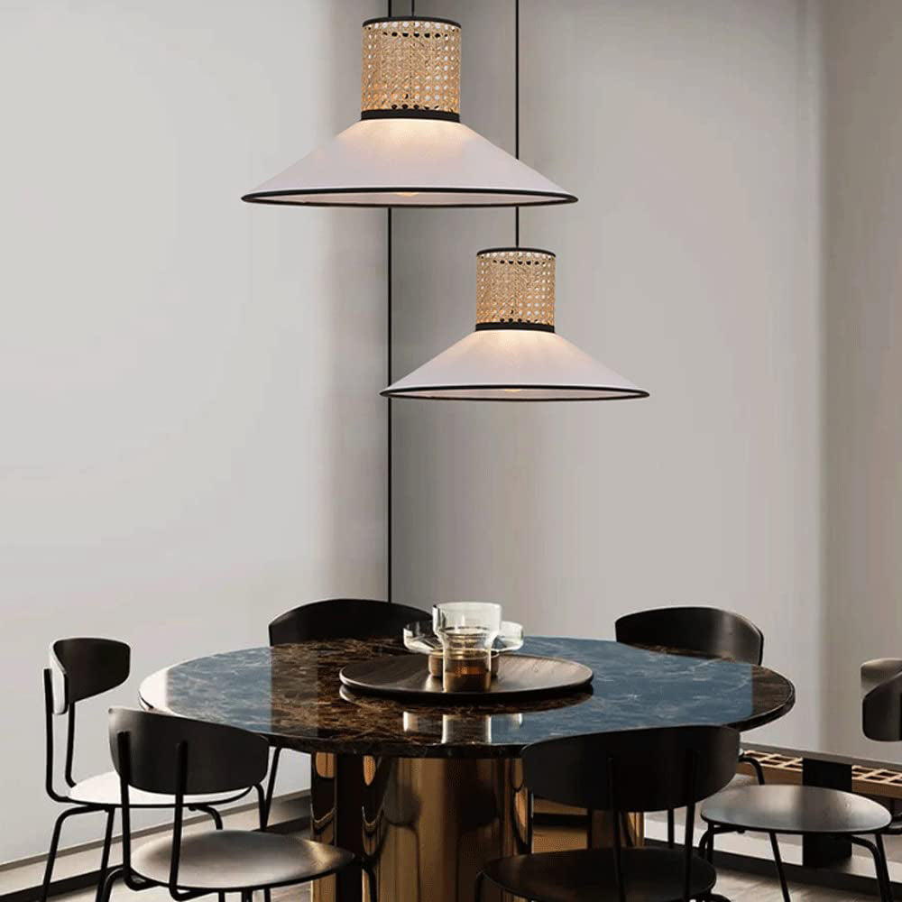 Ritta Modern Rattan/FabricPendant Light, White - Neutralighting