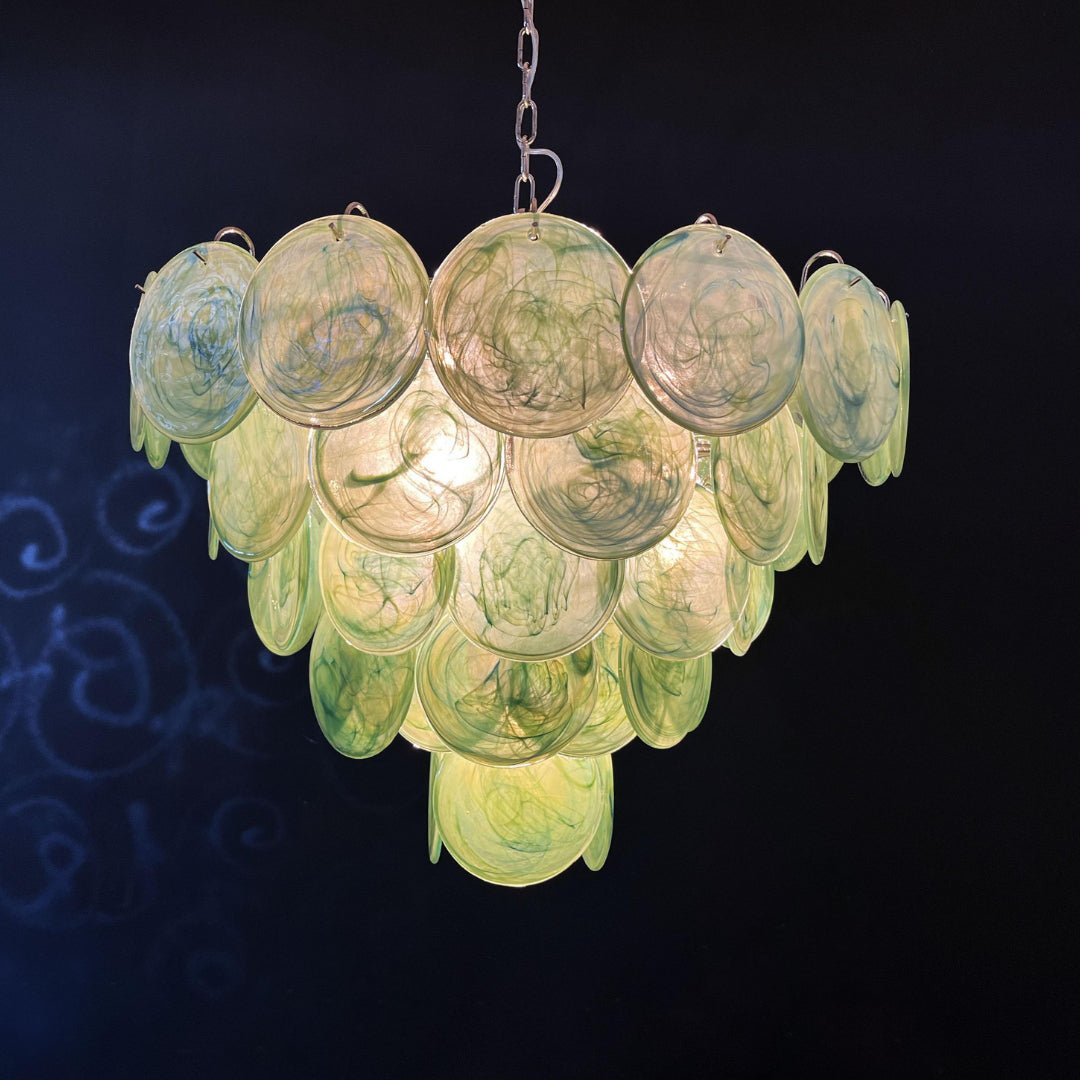 Aurora Chandelier Green Murano Glass Disc