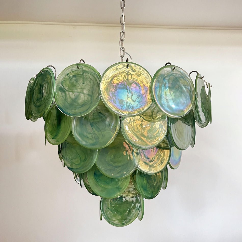 Aurora Chandelier Green Murano Glass Disc