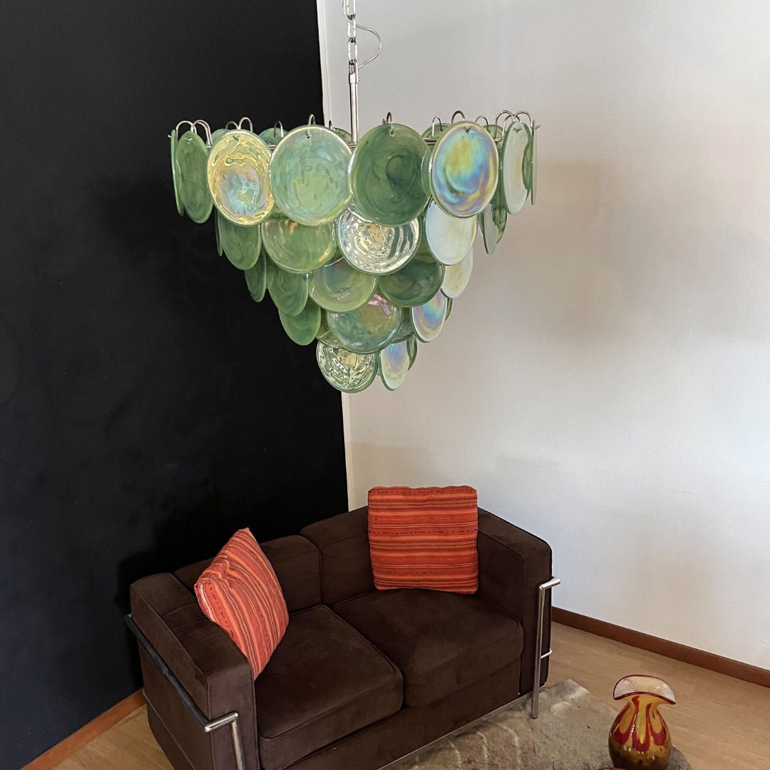 Aurora Chandelier Green Murano Glass Disc