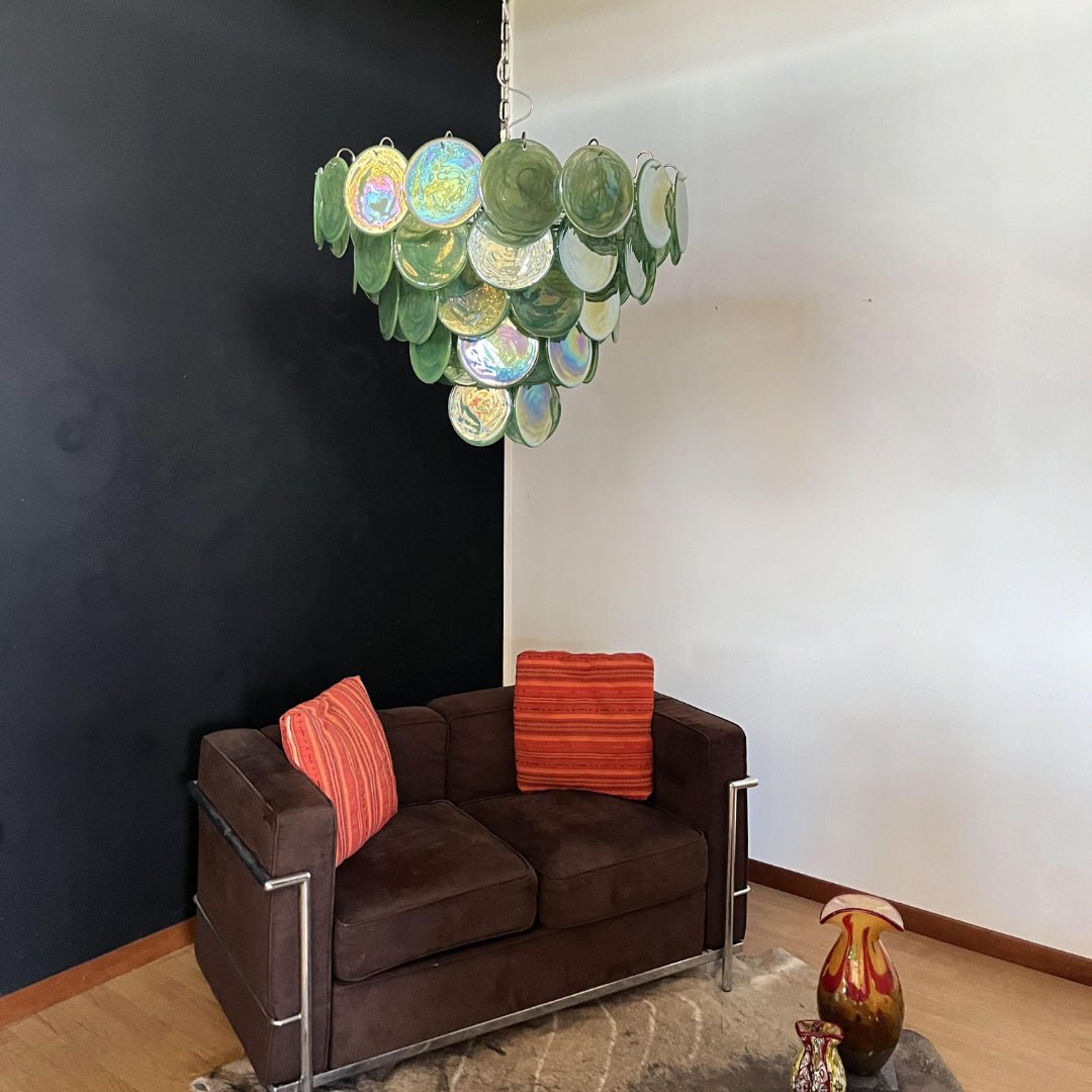 Aurora Chandelier Green Murano Glass Disc