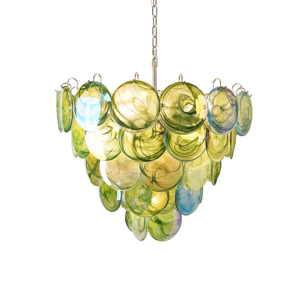 Aurora Chandelier Green Murano Glass Disc