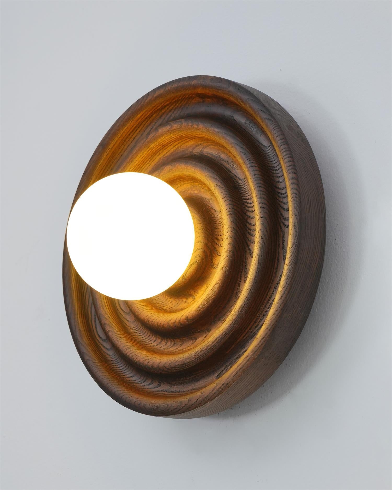 Wall Lamp Ripple with Ash Wood Body and Glass Globe Shade - Neutralighting