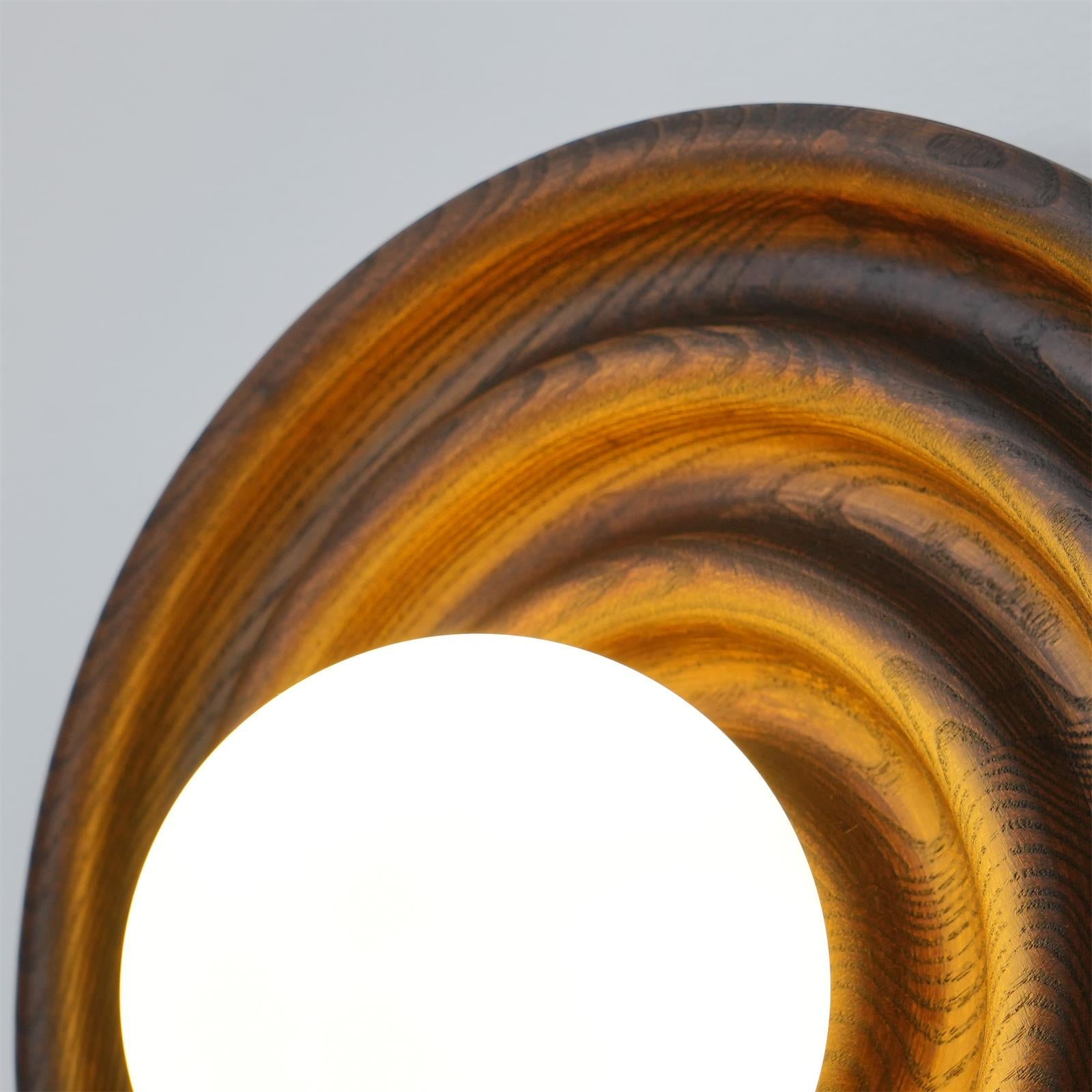 Wall Lamp Ripple with Ash Wood Body and Glass Globe Shade - Neutralighting