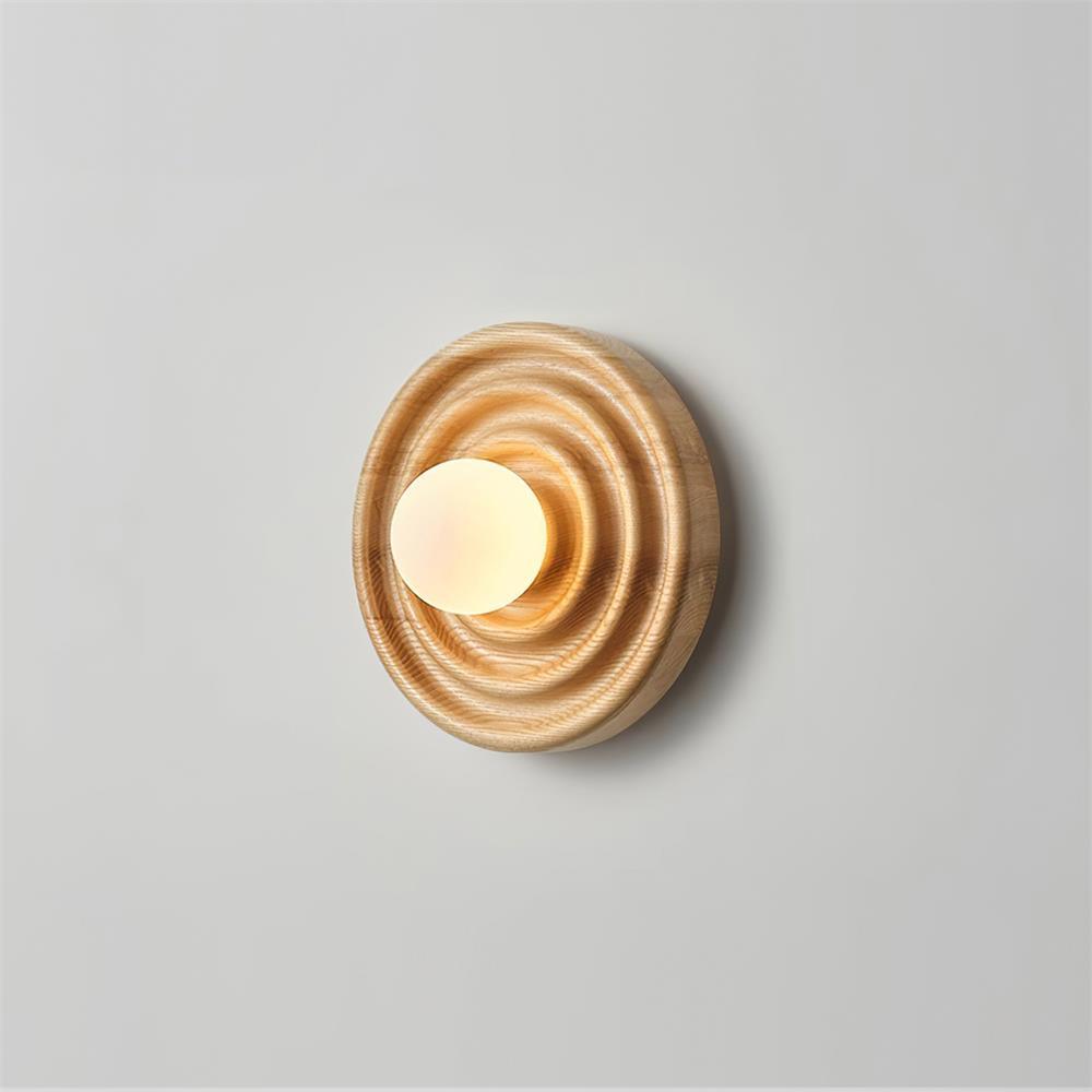 Wall Lamp Ripple with Ash Wood Body and Glass Globe Shade - Neutralighting