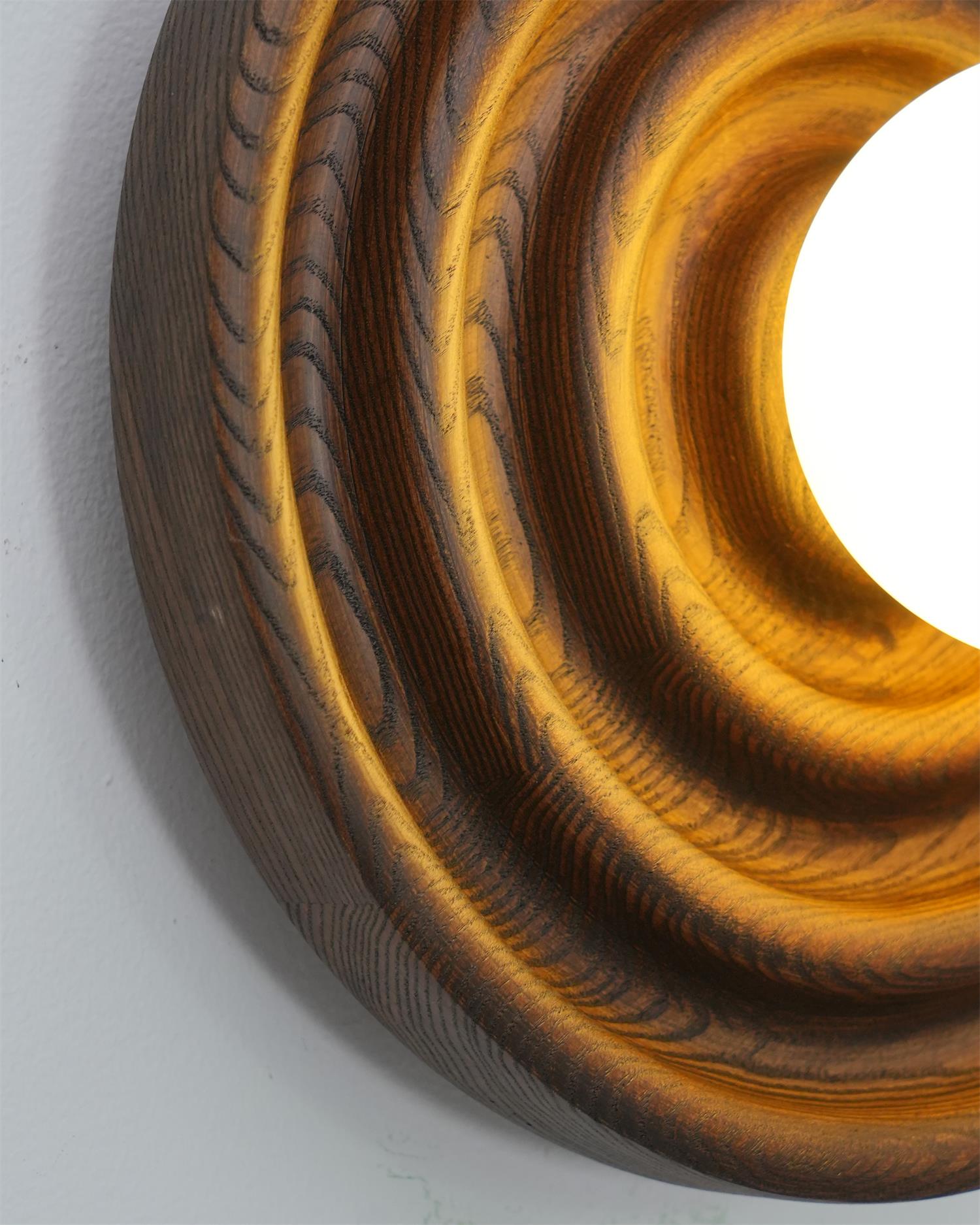 Wall Lamp Ripple with Ash Wood Body and Glass Globe Shade - Neutralighting