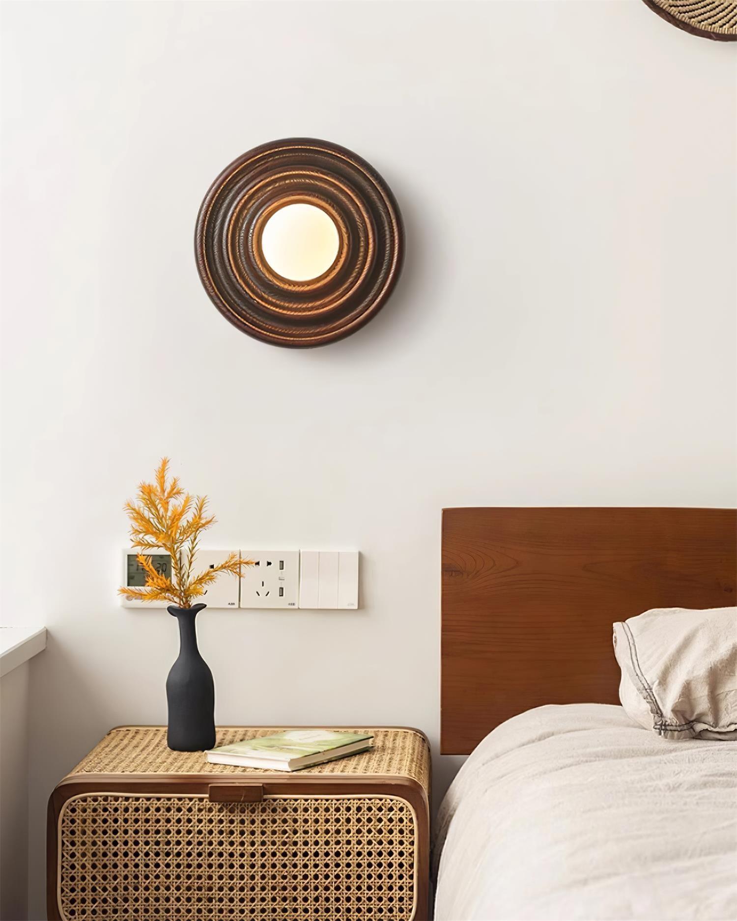 Wall Lamp Ripple with Ash Wood Body and Glass Globe Shade - Neutralighting