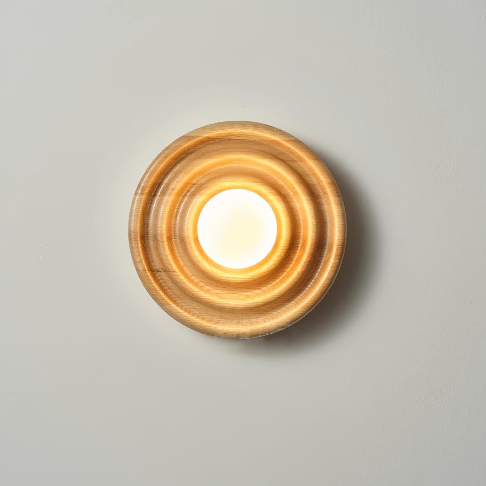 Wall Lamp Ripple with Ash Wood Body and Glass Globe Shade - Neutralighting