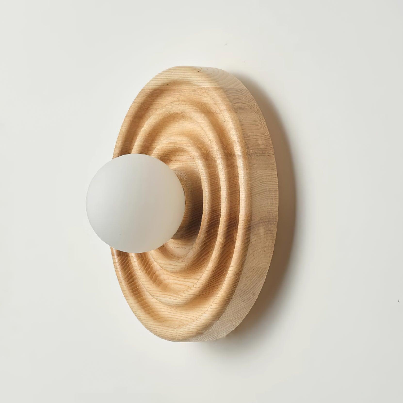 Wall Lamp Ripple with Ash Wood Body and Glass Globe Shade - Neutralighting