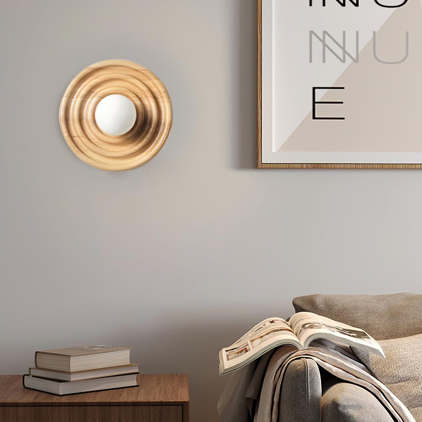 Wall Lamp Ripple with Ash Wood Body and Glass Globe Shade - Neutralighting