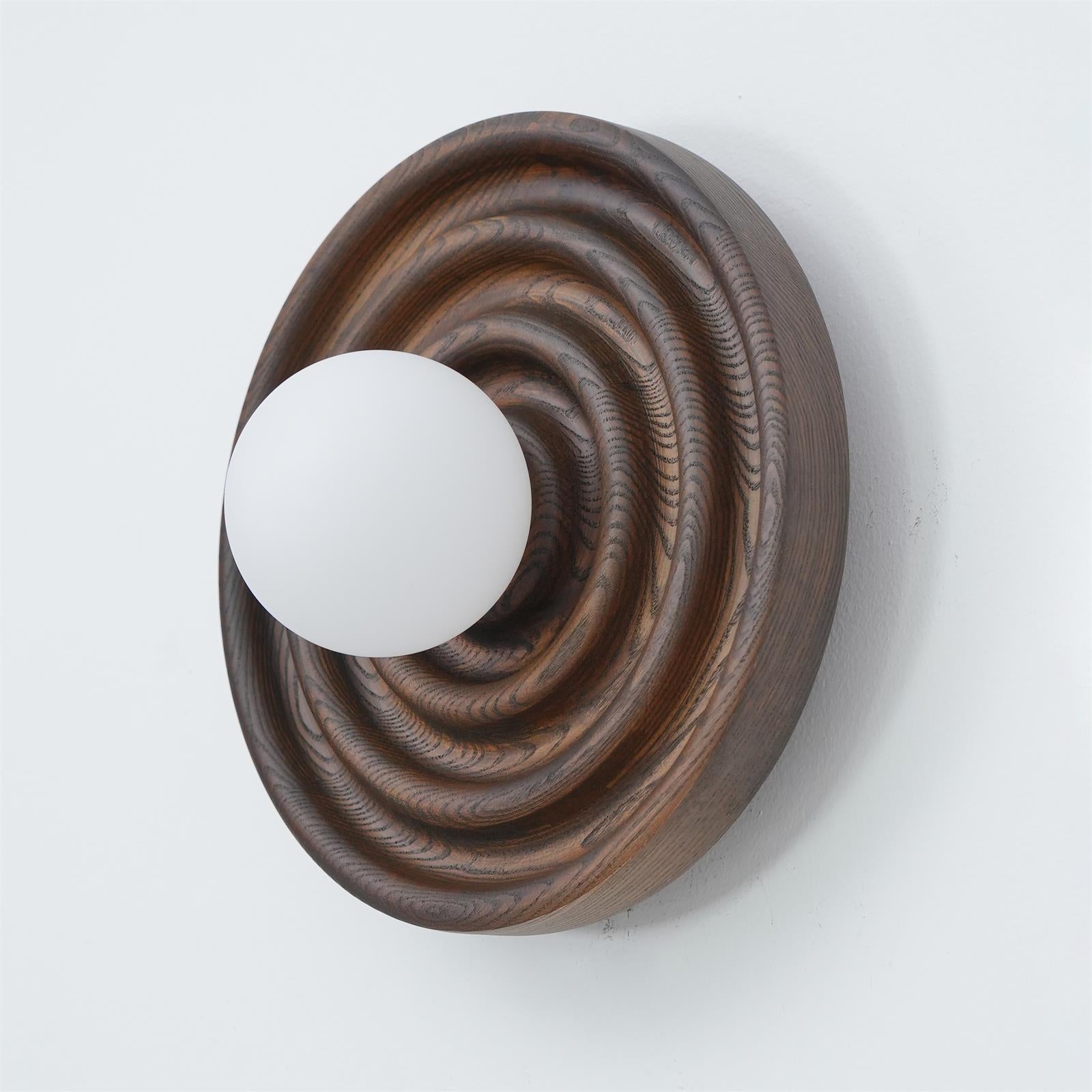 Wall Lamp Ripple with Ash Wood Body and Glass Globe Shade - Neutralighting