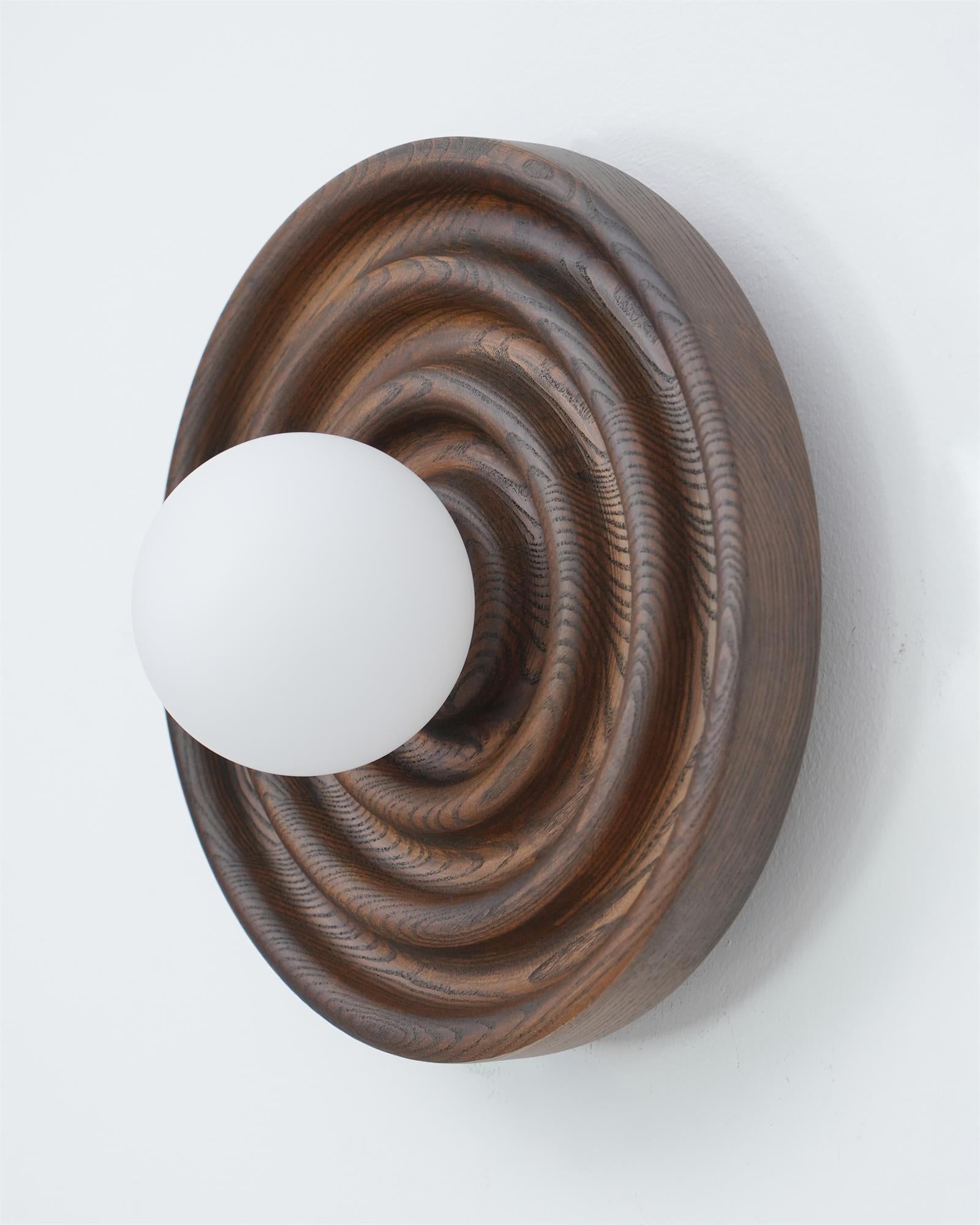 Wall Lamp Ripple with Ash Wood Body and Glass Globe Shade - Neutralighting