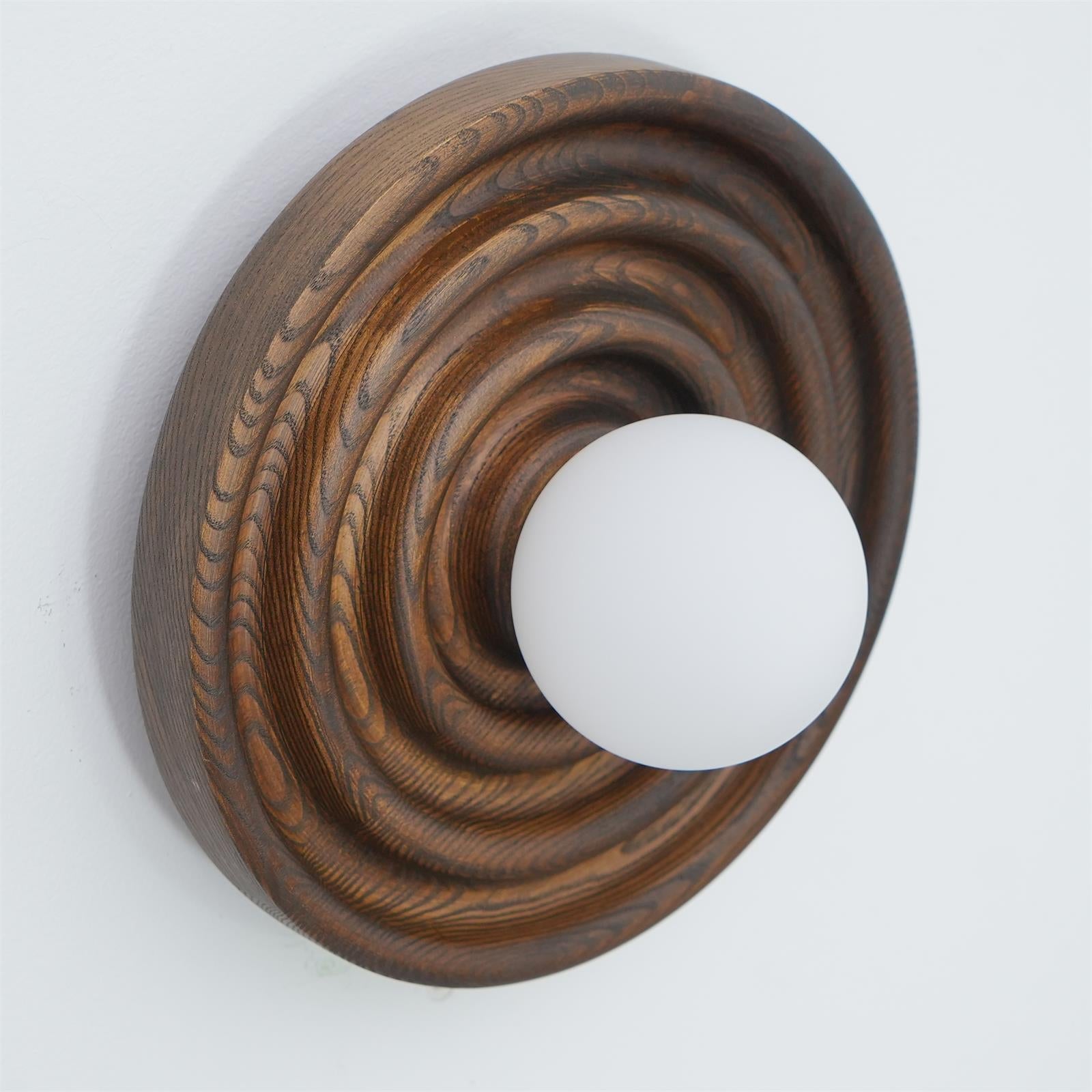 Wall Lamp Ripple with Ash Wood Body and Glass Globe Shade - Neutralighting