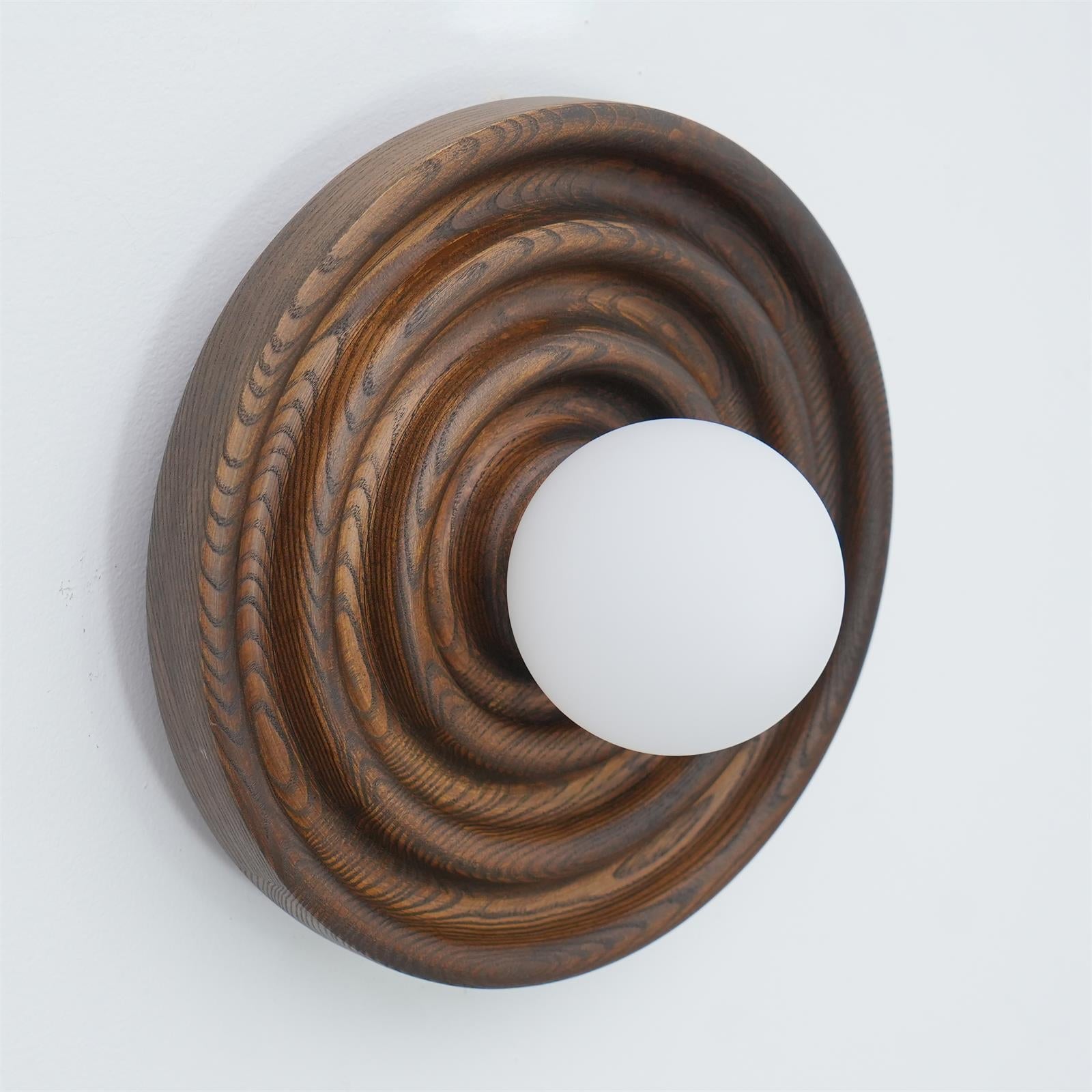 Wall Lamp Ripple with Ash Wood Body and Glass Globe Shade - Neutralighting