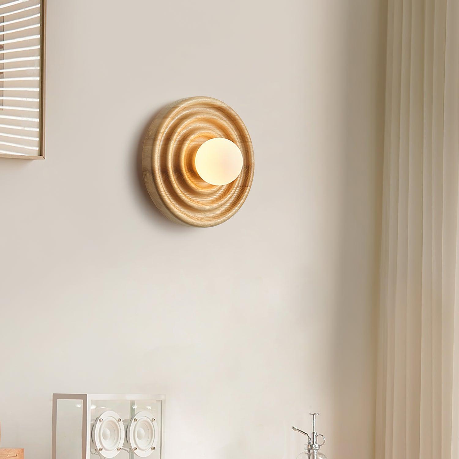 Wall Lamp Ripple with Ash Wood Body and Glass Globe Shade - Neutralighting