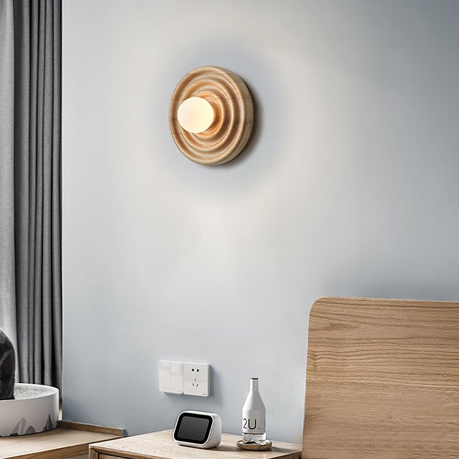 Wall Lamp Ripple with Ash Wood Body and Glass Globe Shade - Neutralighting