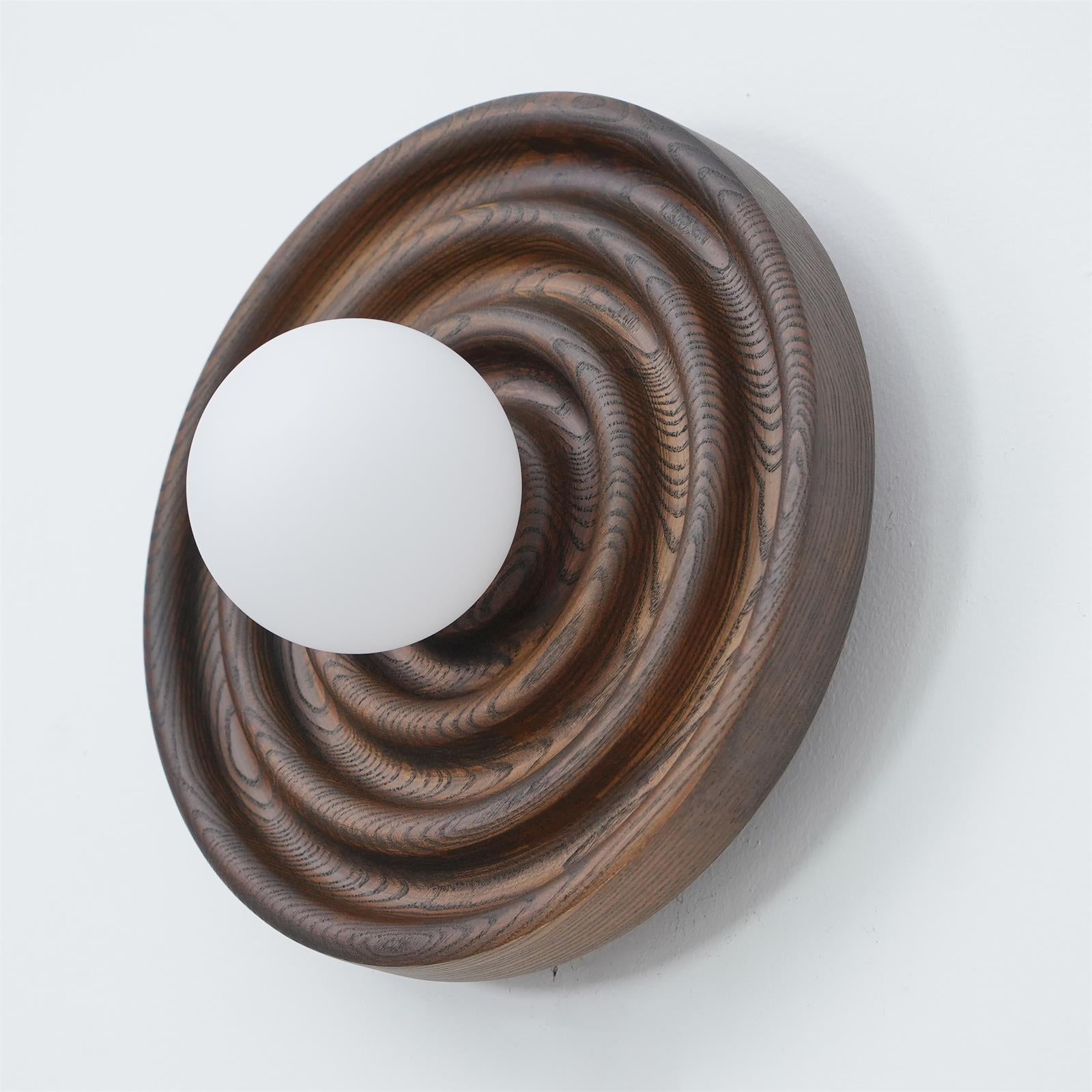 Wall Lamp Ripple with Ash Wood Body and Glass Globe Shade - Neutralighting