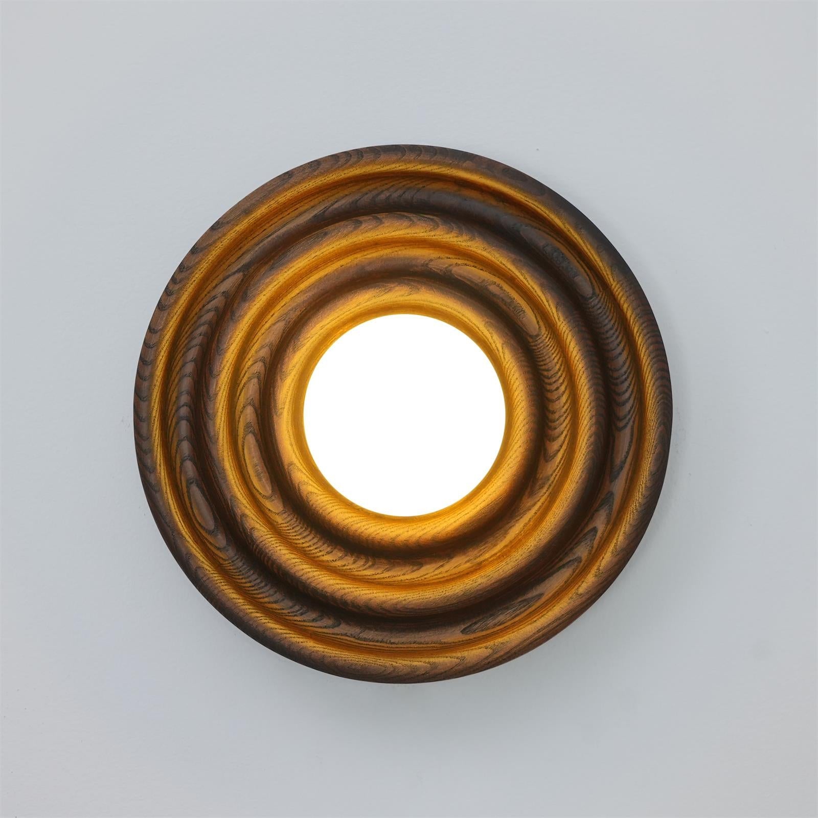 Wall Lamp Ripple with Ash Wood Body and Glass Globe Shade - Neutralighting