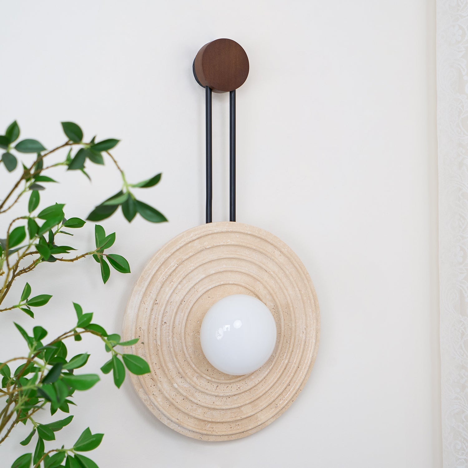 Isoror Spiral-Ring Travertine Wall Light - Neutralighting