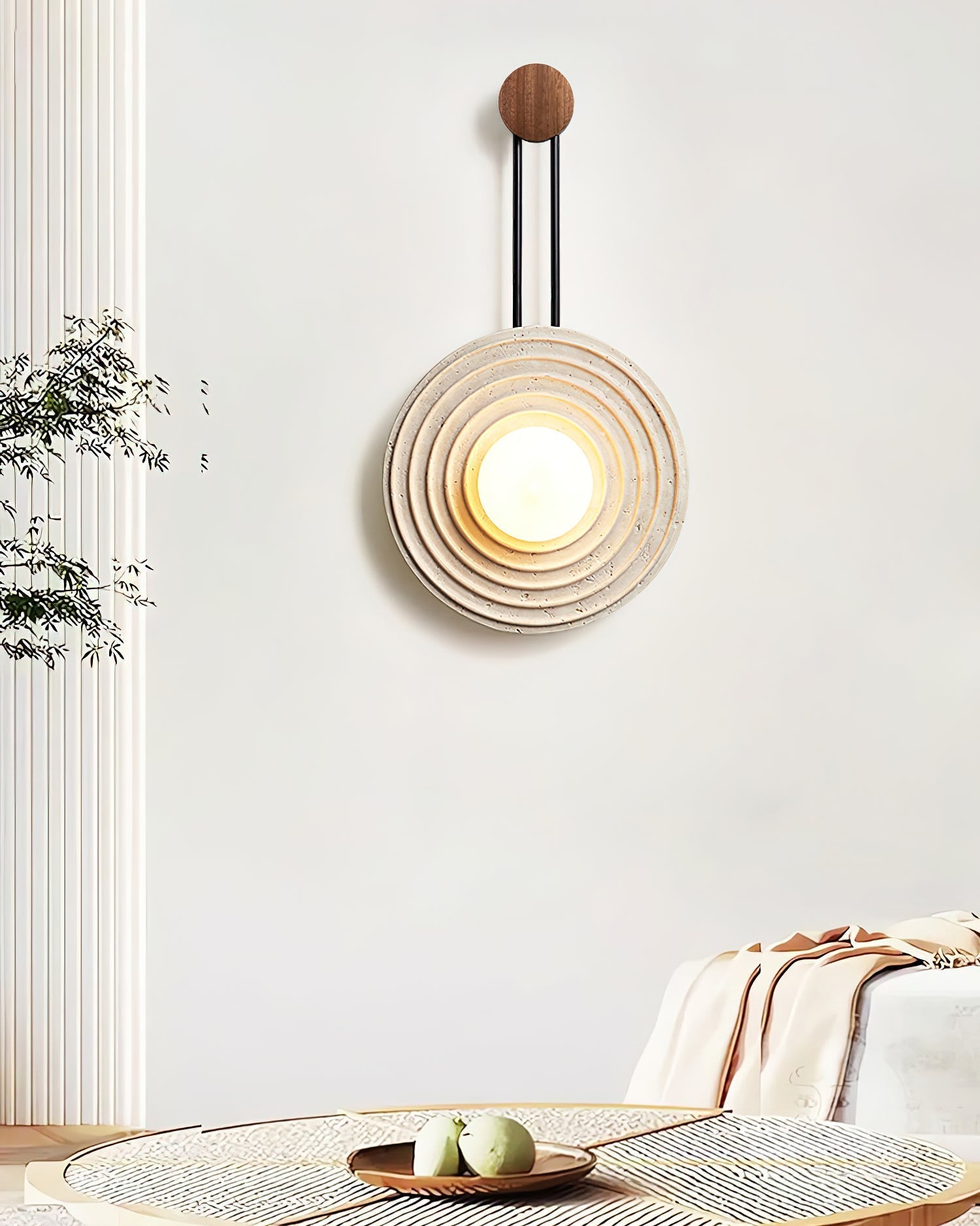 Isoror Spiral-Ring Travertine Wall Light - Neutralighting
