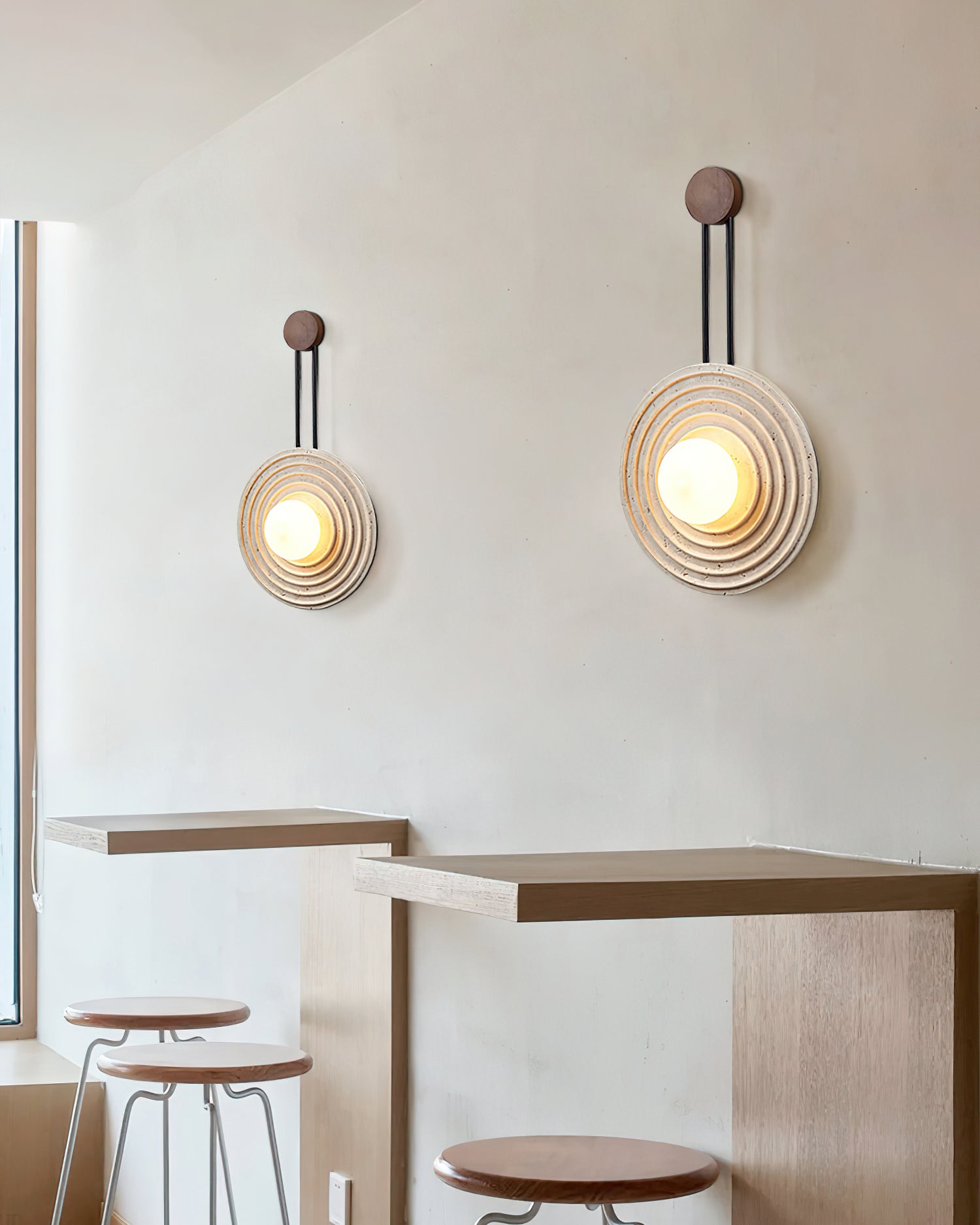 Isoror Spiral-Ring Travertine Wall Light - Neutralighting
