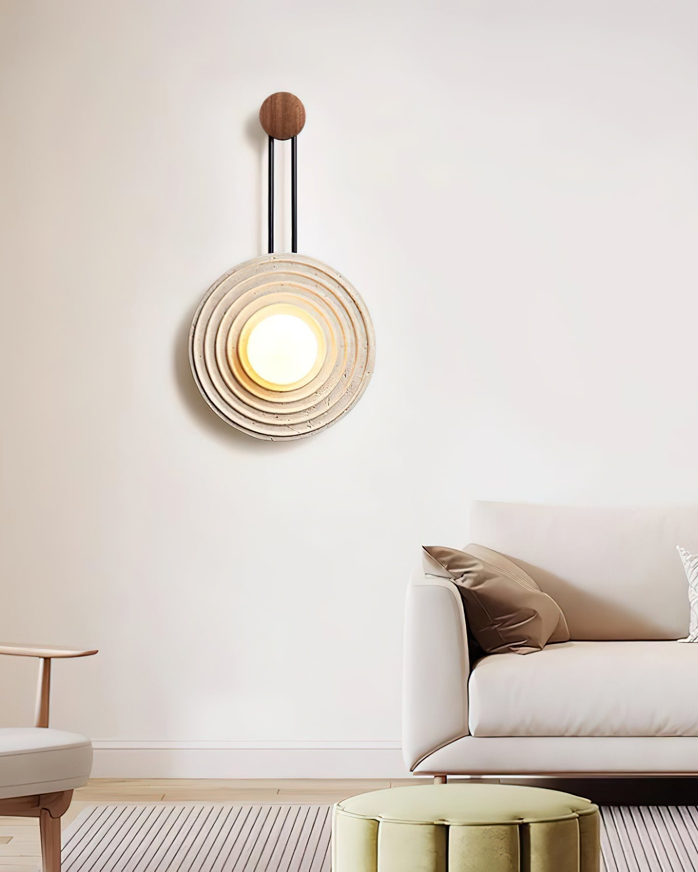 Isoror Spiral-Ring Travertine Wall Light - Neutralighting