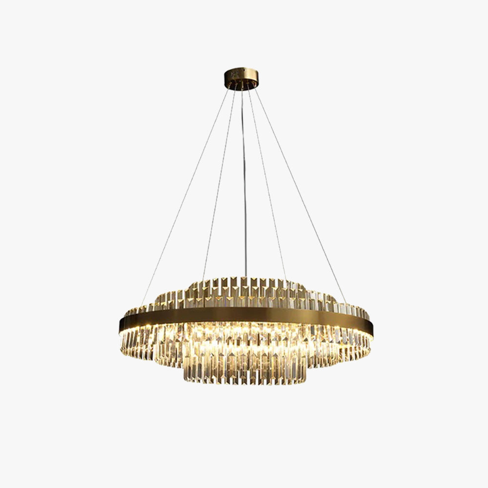 Kristy Modern Tiered Crystal LED Chandelier in Brass Living Room - Neutralighting