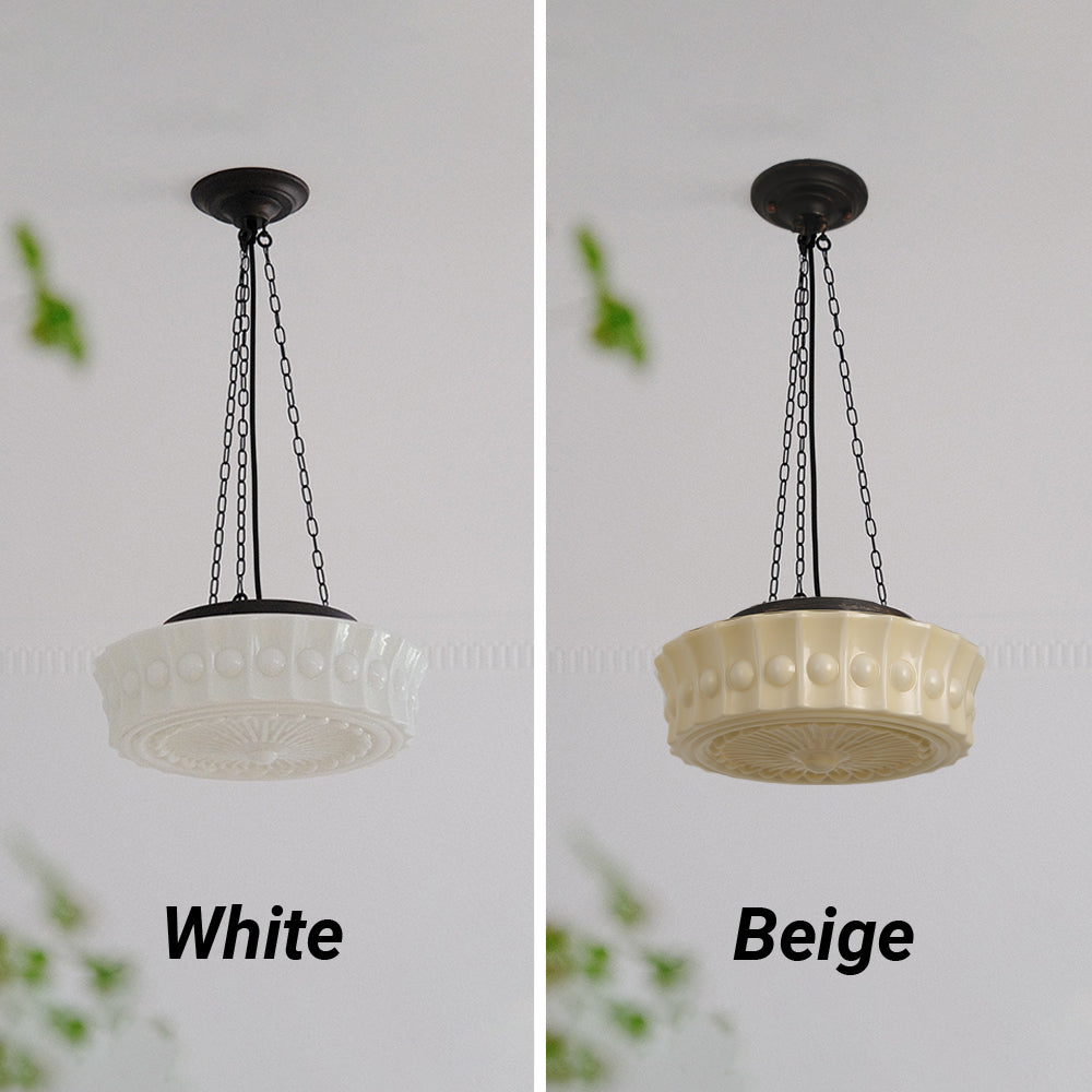 Valentina Vintage French Country Dome Pendant Light, White/Beige - Neutralighting
