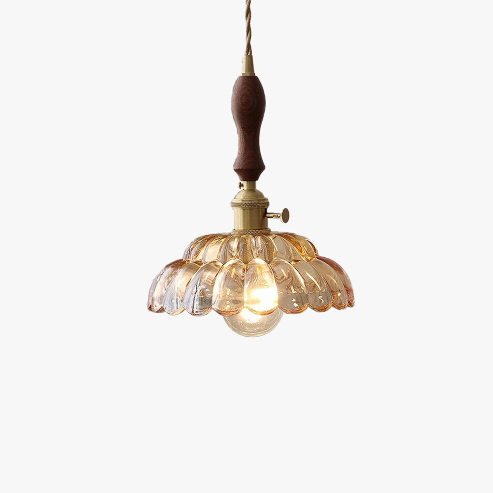 Valentina Modern LED Pendant Light Wooden Handle Metal Glass Bedroom - Neutralighting