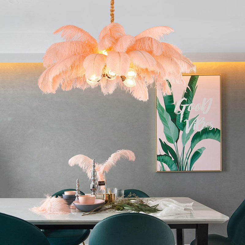 O'Moore Nordic Luxury Pendant Light, Brass/Feather - Neutralighting