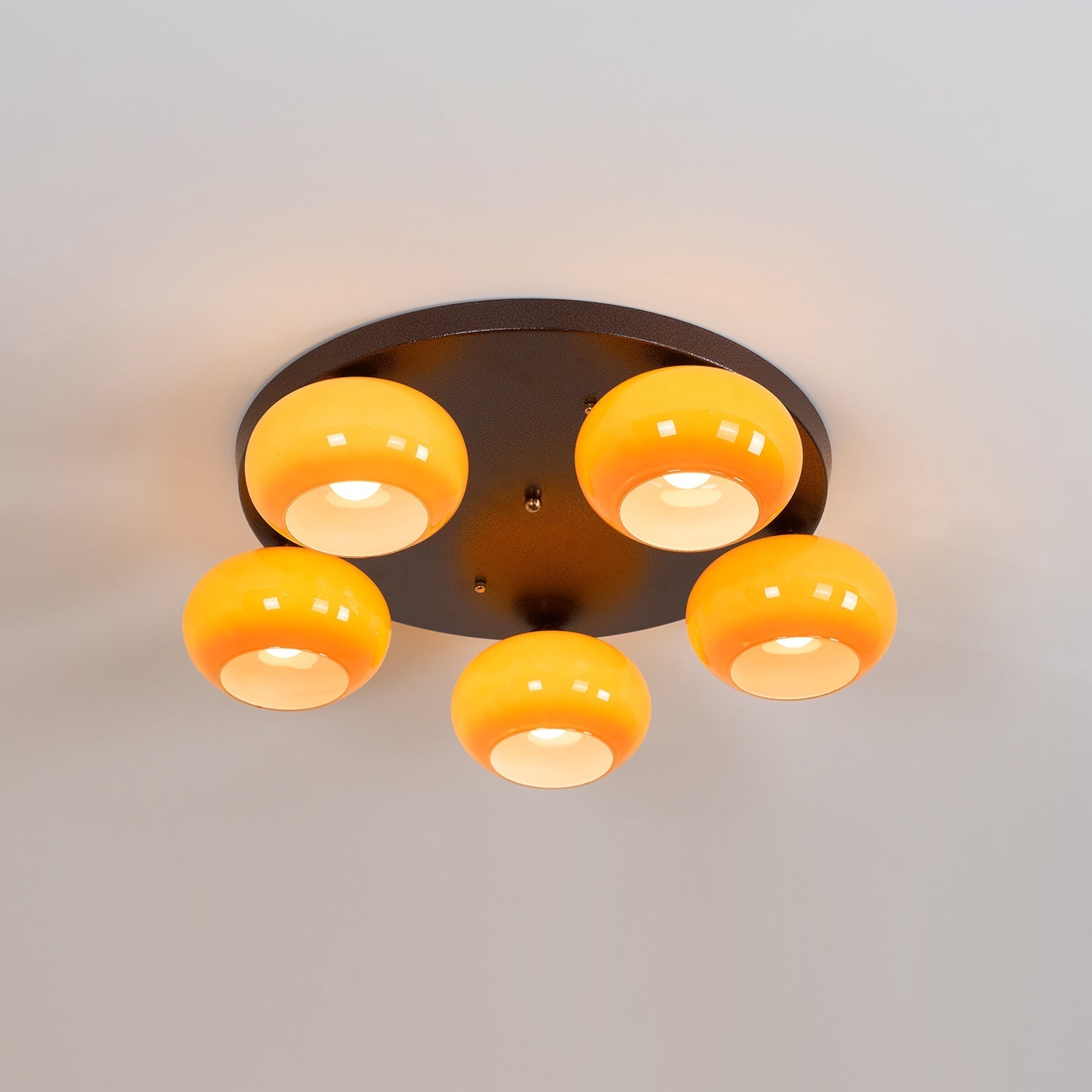 Aurevo 5-Light Amber Glass Flush Mount Ceiling Light - Neutralighting