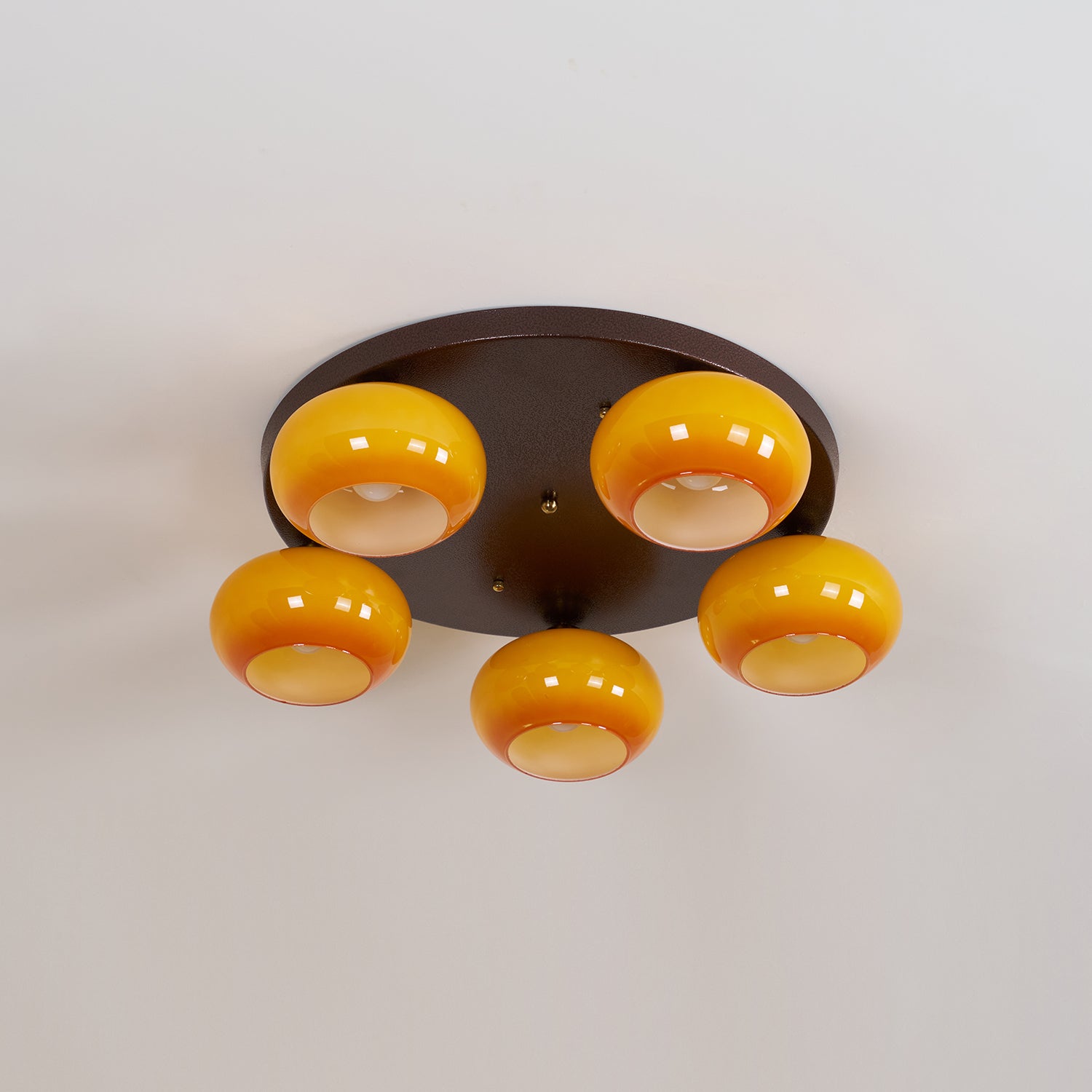 Aurevo 5-Light Amber Glass Flush Mount Ceiling Light - Neutralighting