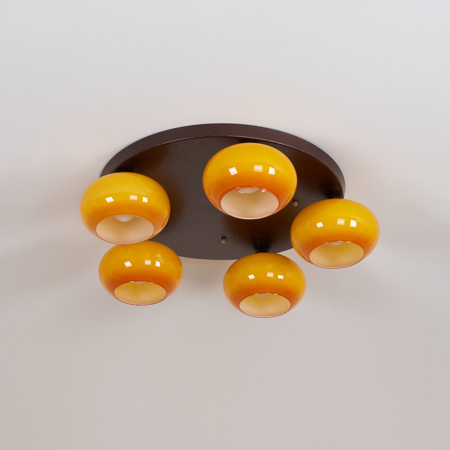 Aurevo 5-Light Amber Glass Flush Mount Ceiling Light - Neutralighting