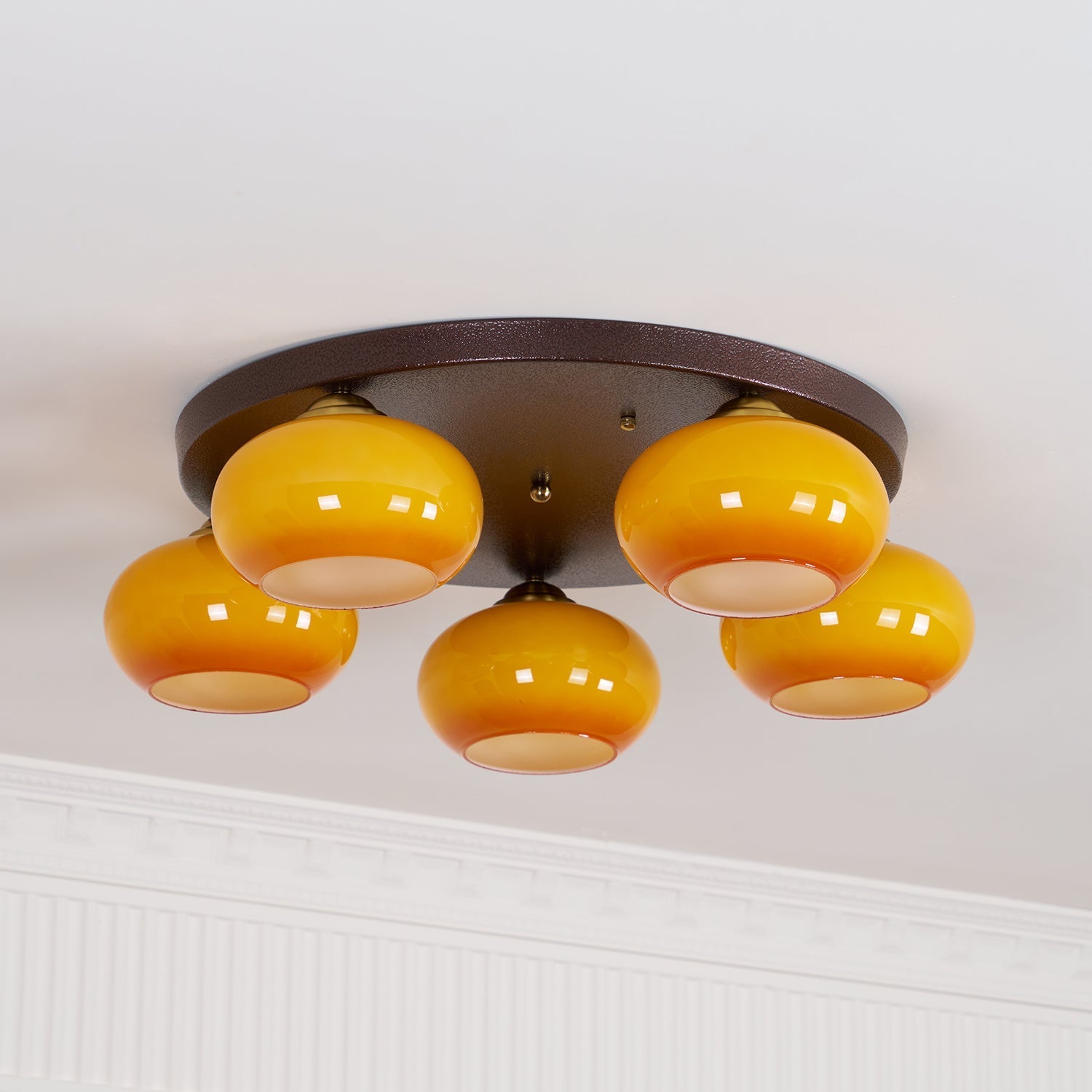 Aurevo 5-Light Amber Glass Flush Mount Ceiling Light - Neutralighting