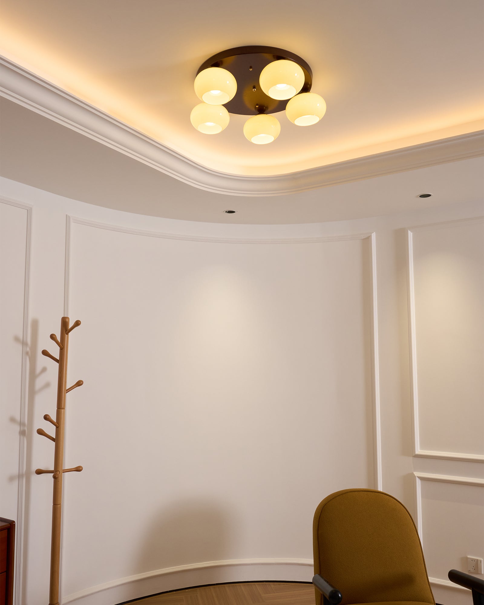 Aurevo 5-Light Amber Glass Flush Mount Ceiling Light - Neutralighting