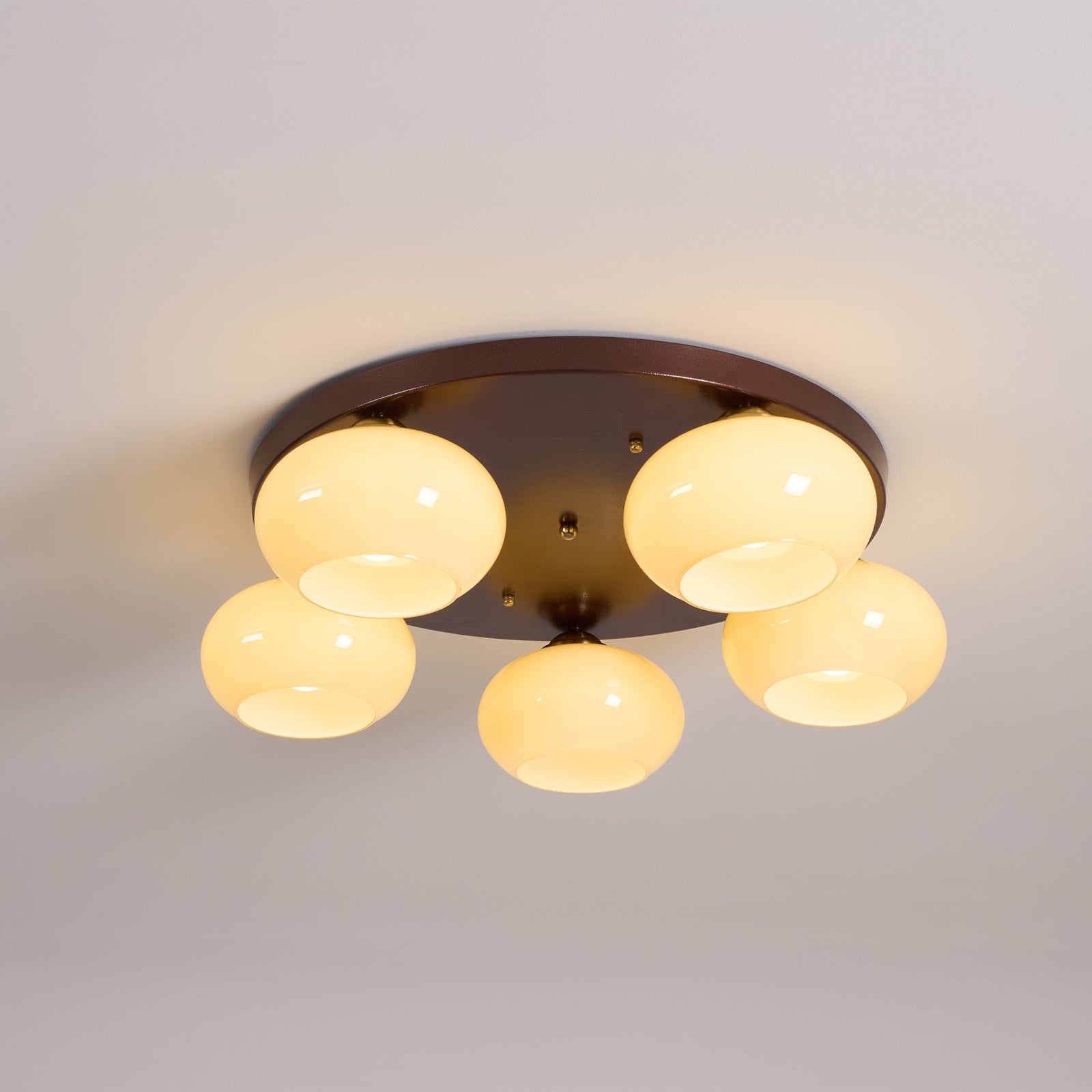 Aurevo 5-Light Amber Glass Flush Mount Ceiling Light - Neutralighting
